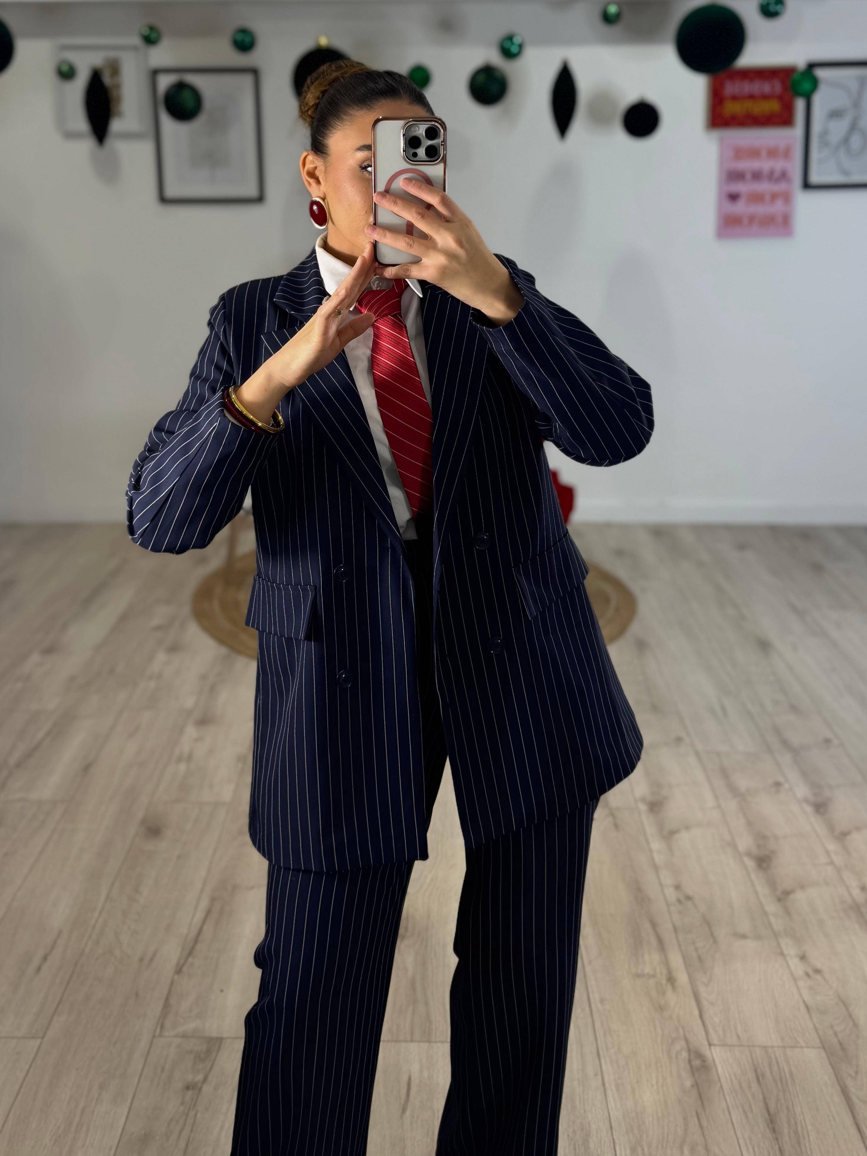 Tailleur Gessato Blu