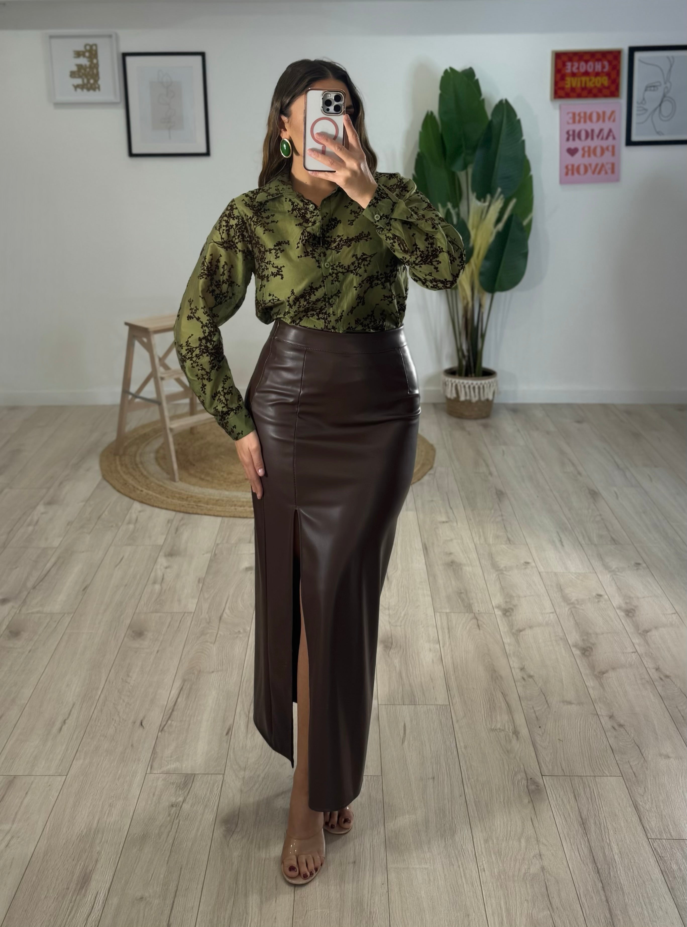 Gonna Ecopelle Frida Marrone