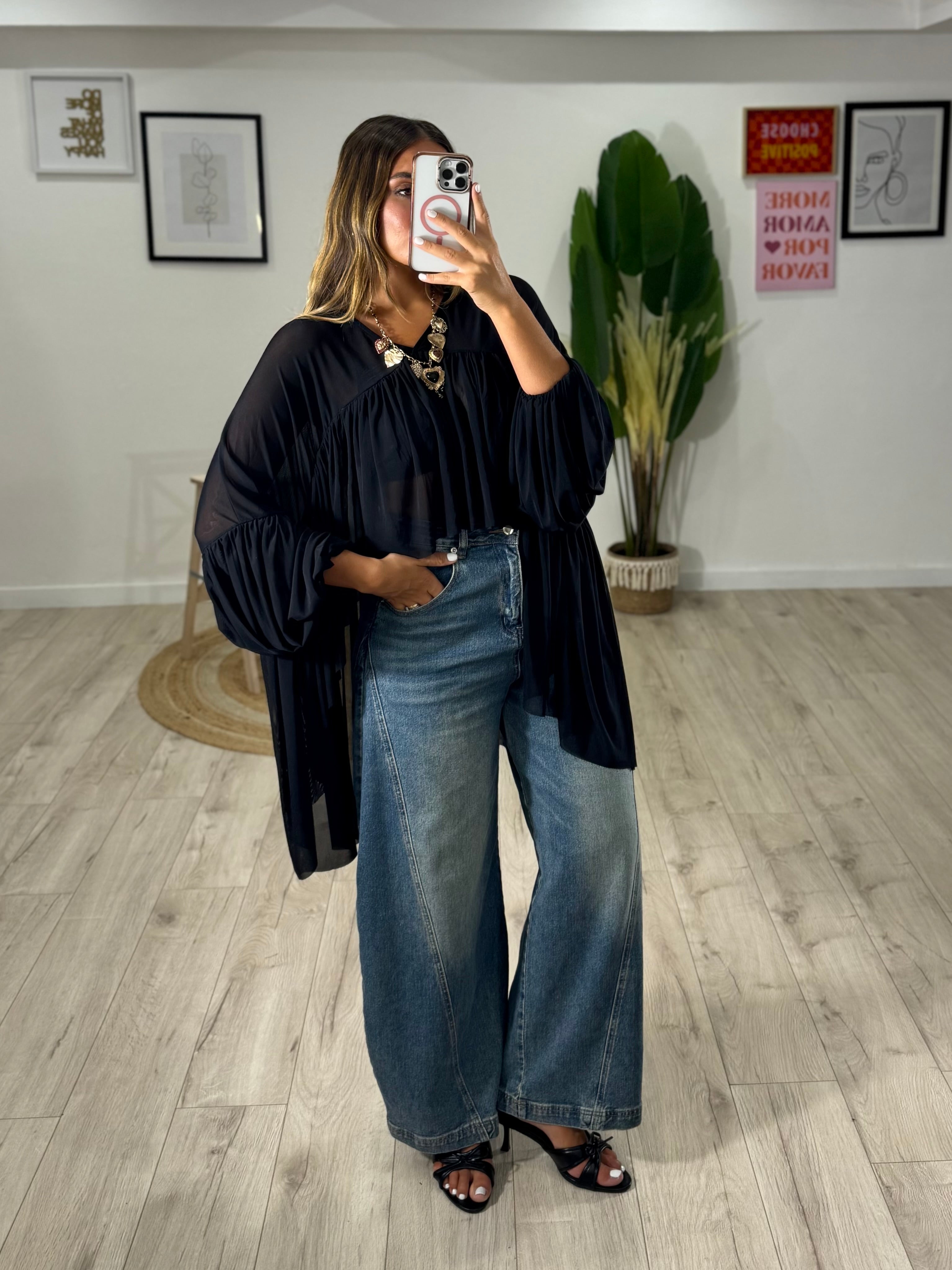 Blusa Boho Chic nera