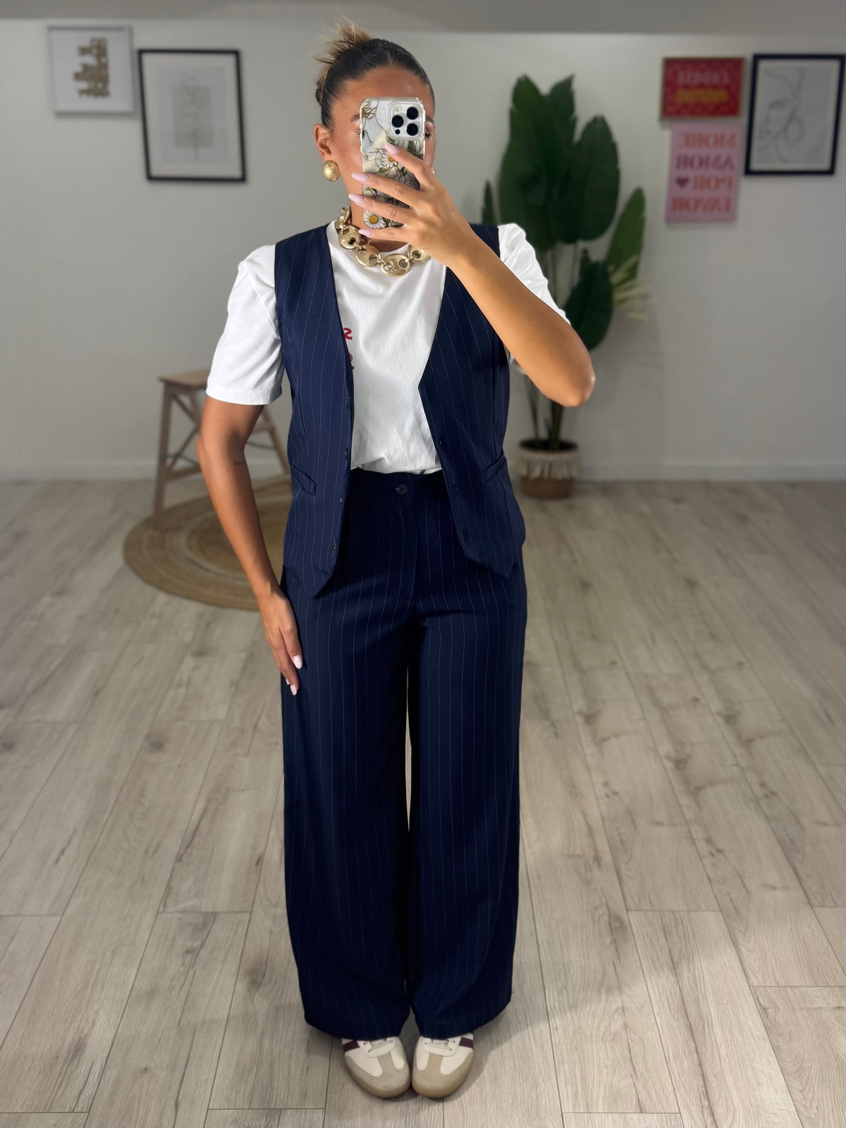 Coordinato Gessato Gilet BluNavy