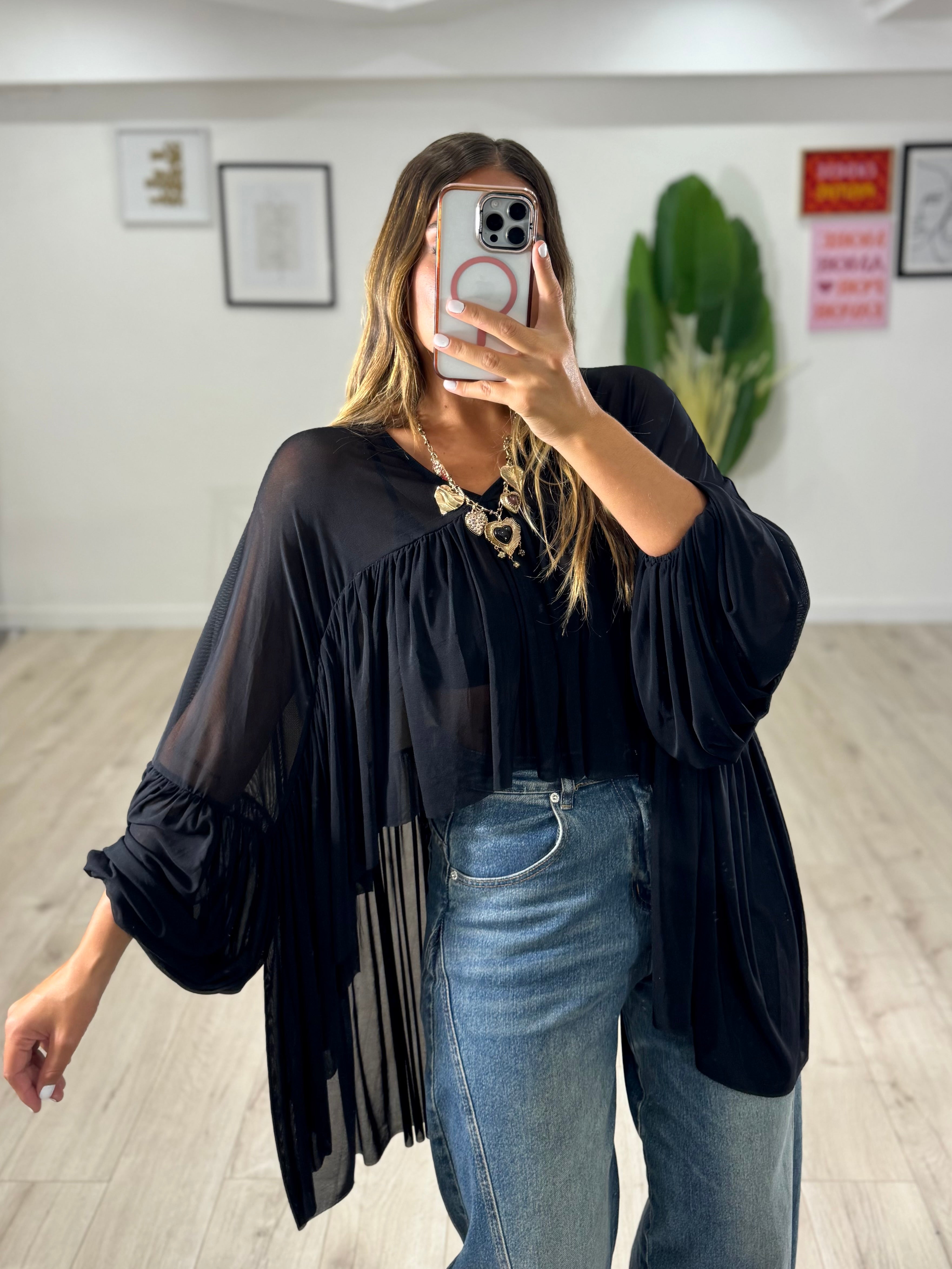 Blusa Boho Chic nera
