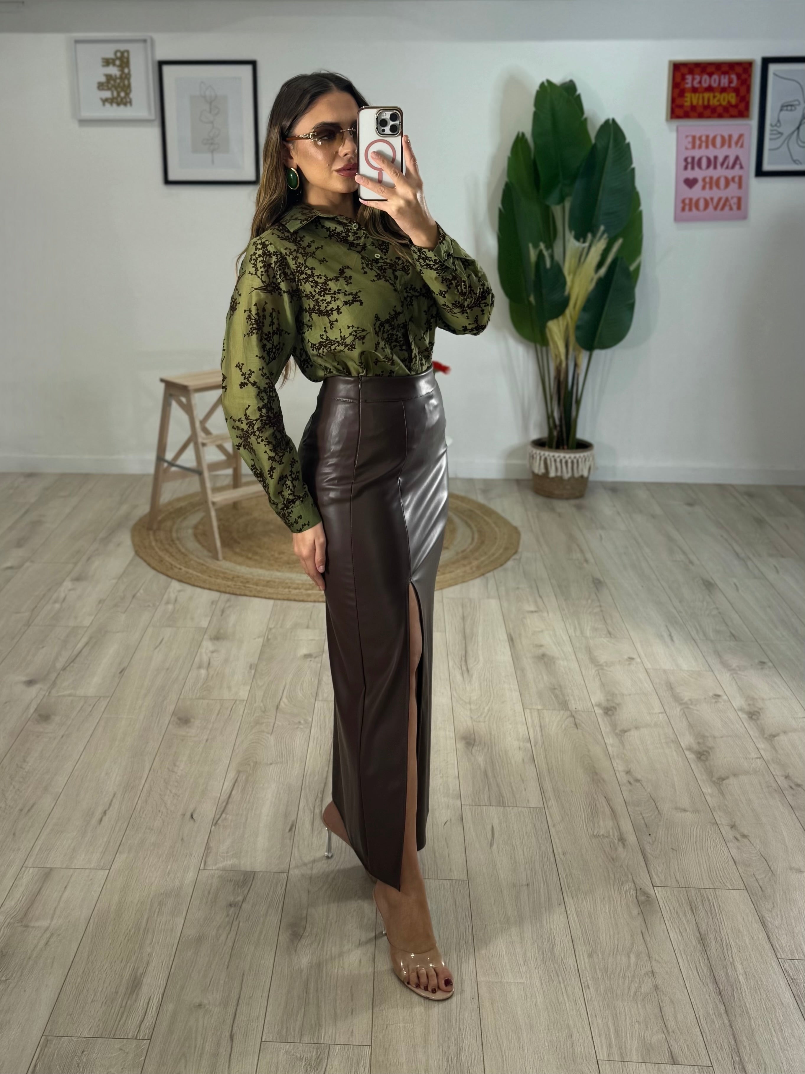 Gonna Ecopelle Frida Marrone