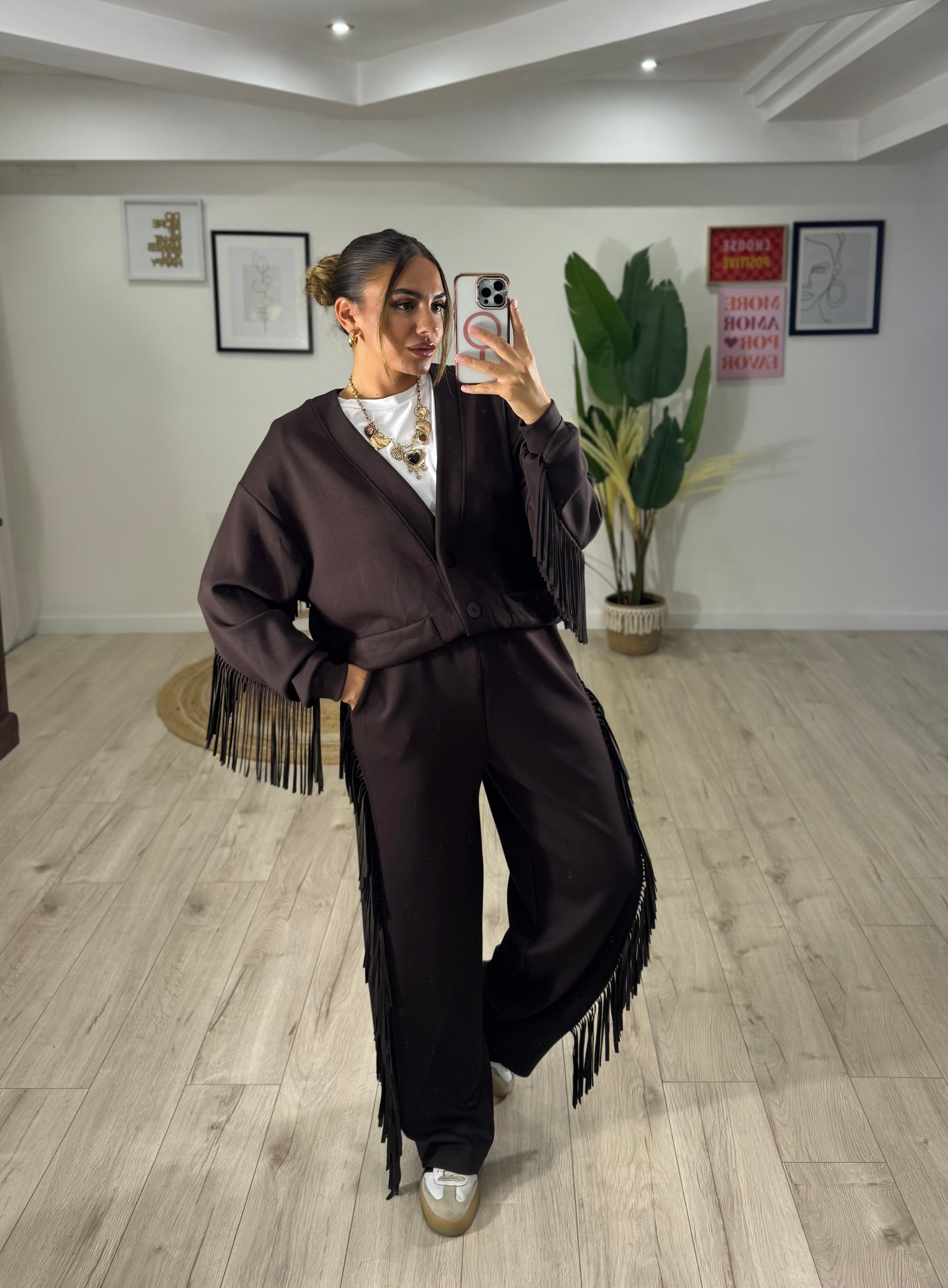 Cardigan Frange By Lumina Marrone