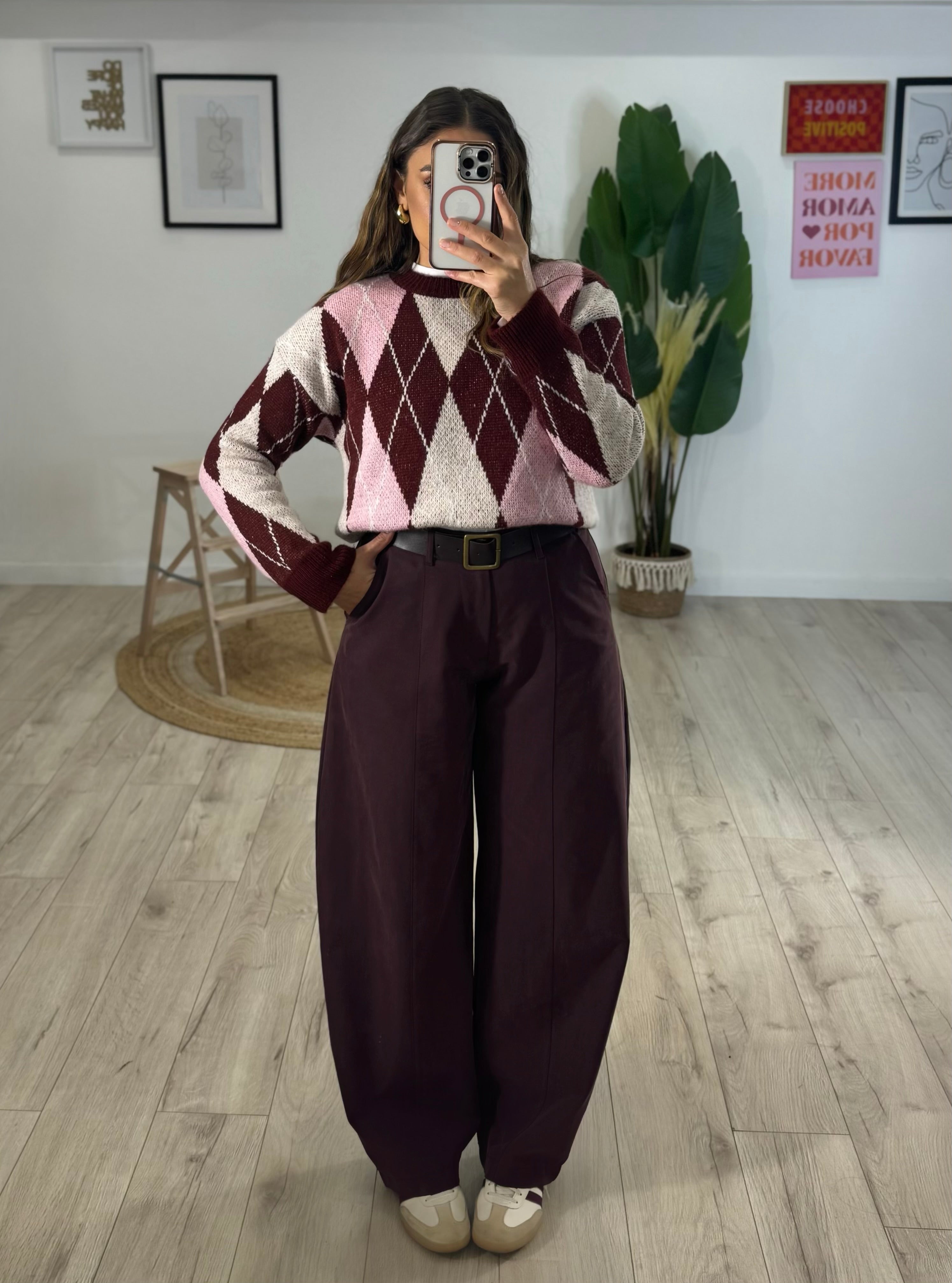 Maglione Rombo Prugna