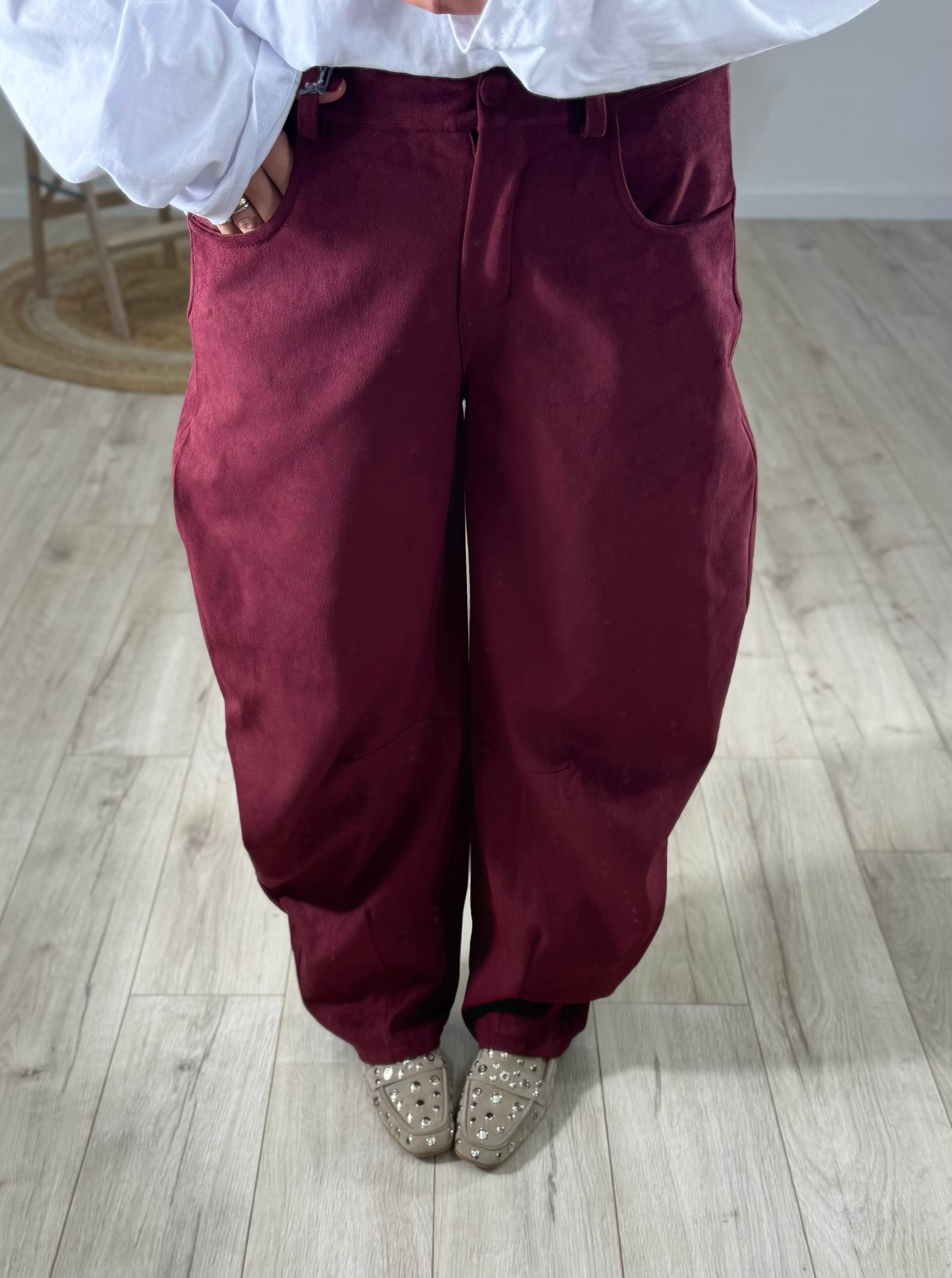 Pantalone Balloon in Suede