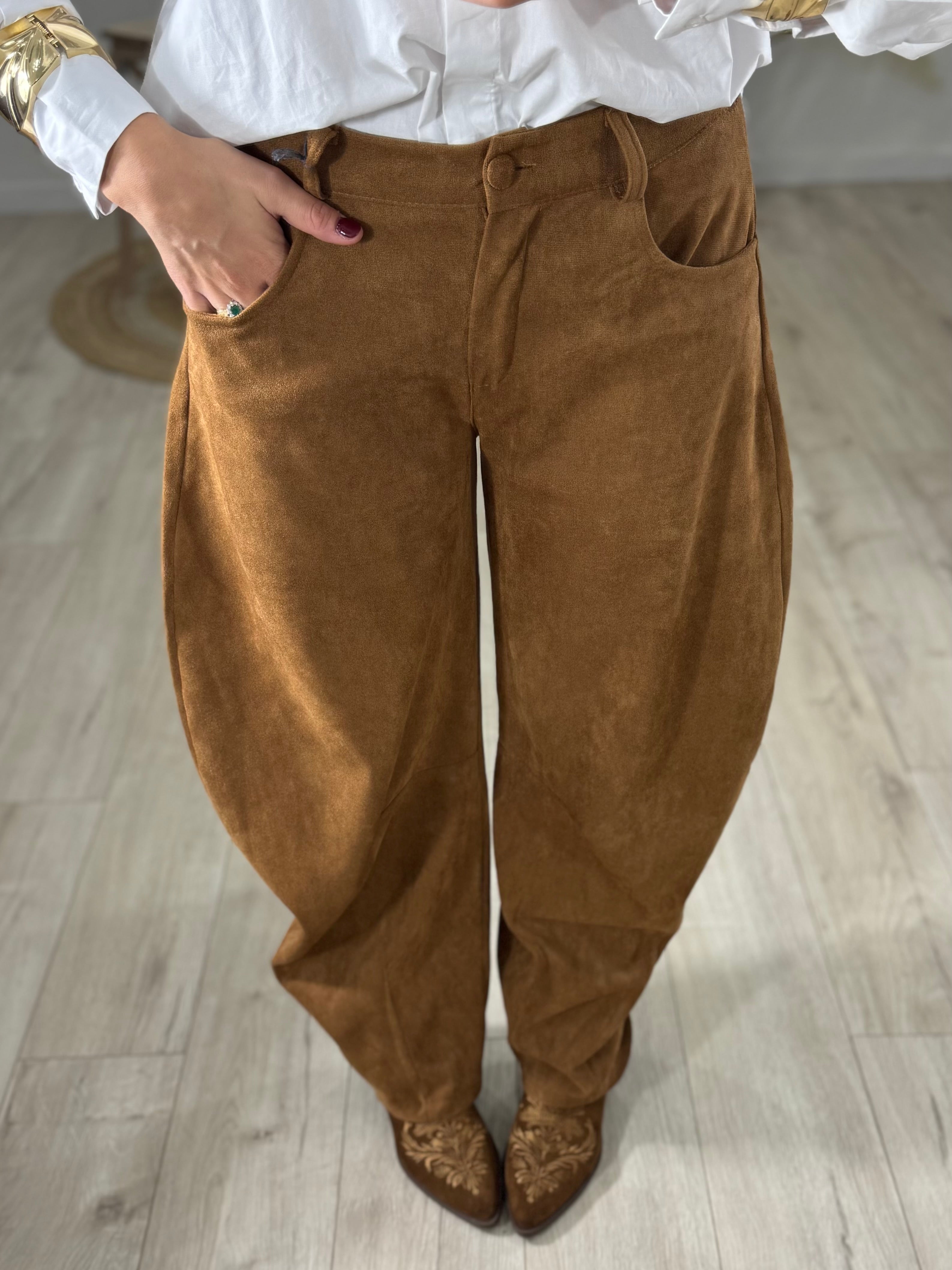Pantalone Balloon in Suede