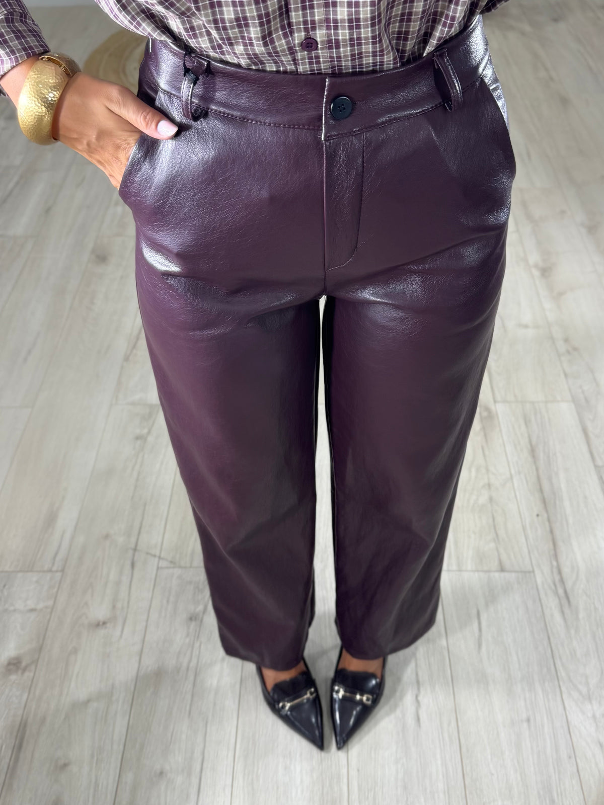 Pantalone Ecopelle Prugna