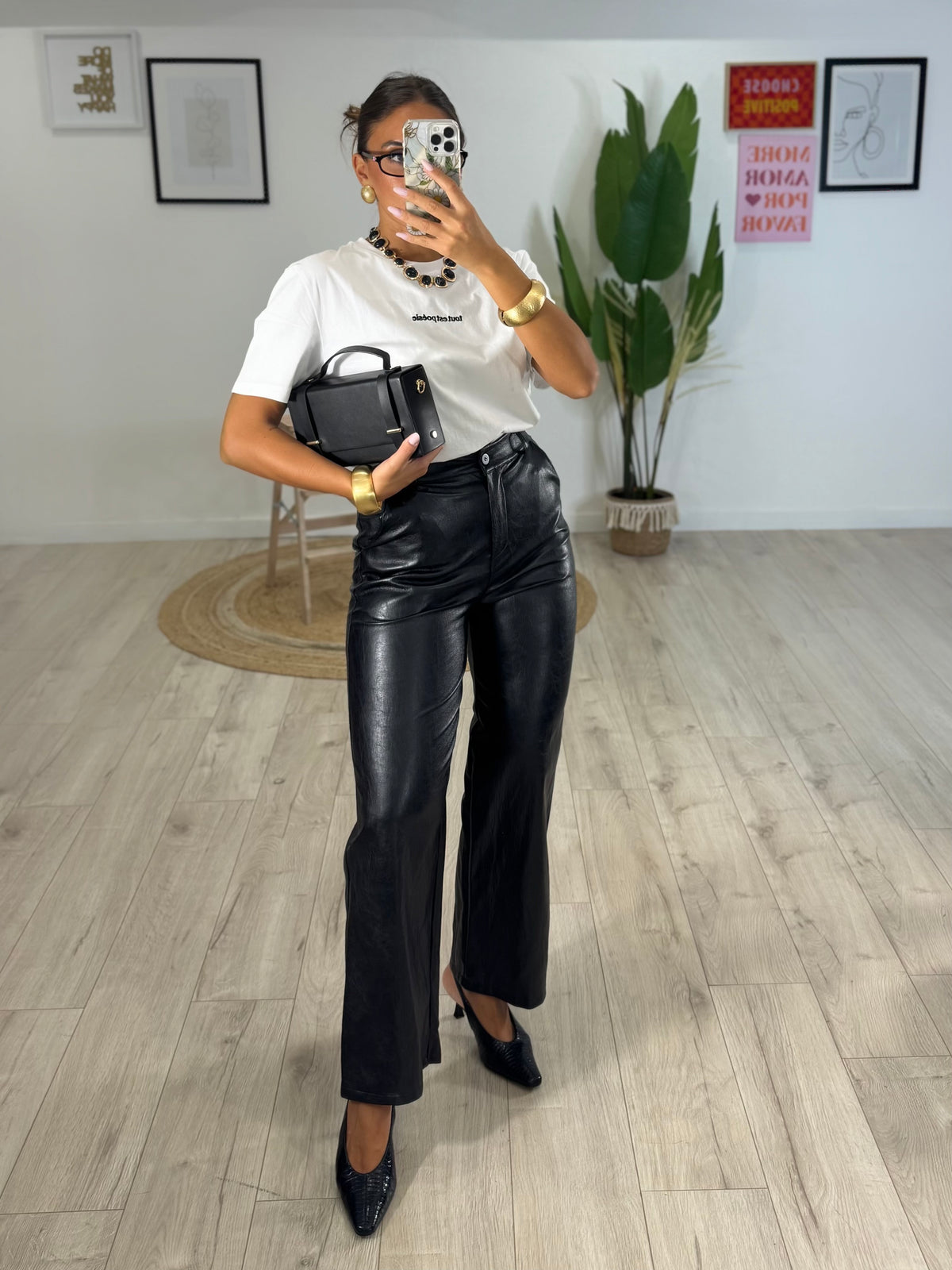 Pantalone Ecopelle Nero