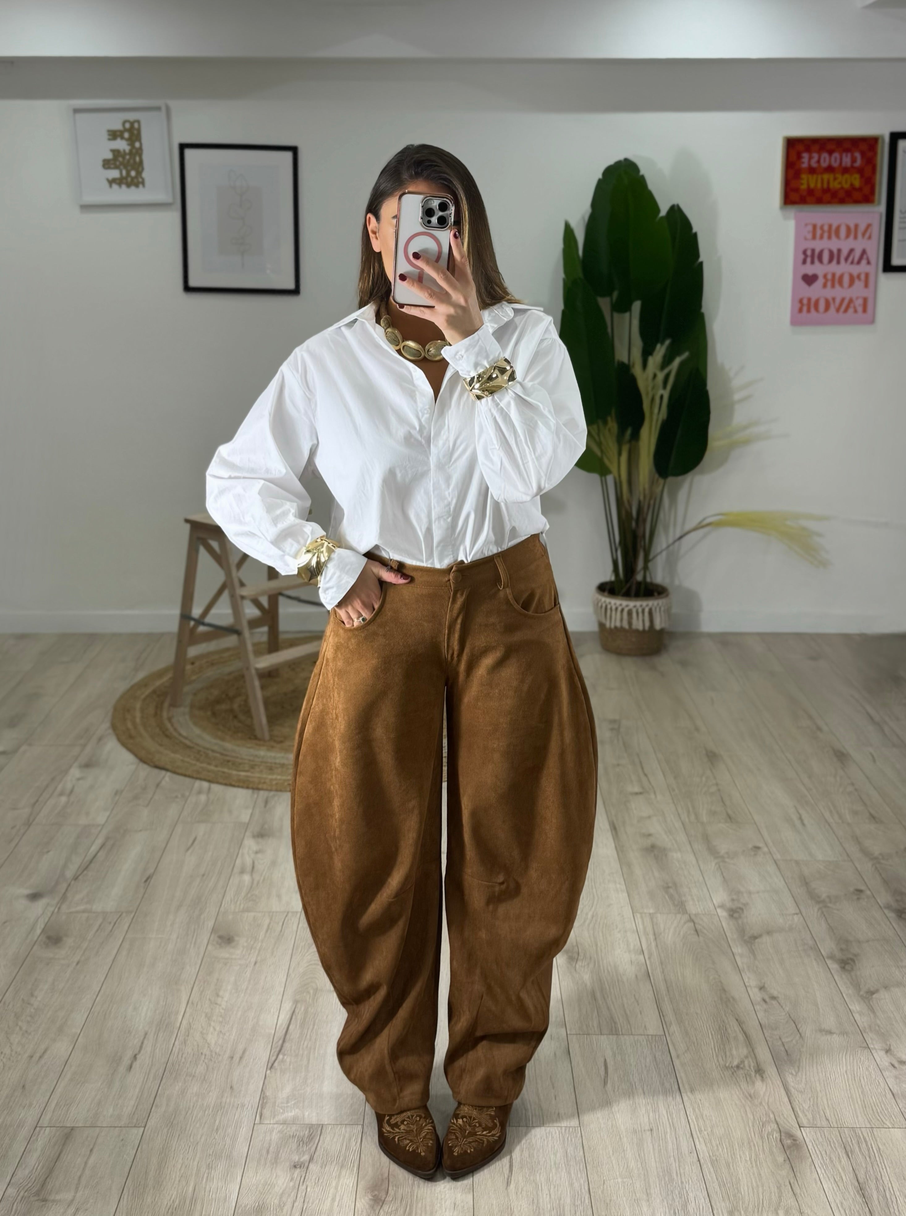 Pantalone Balloon in Suede