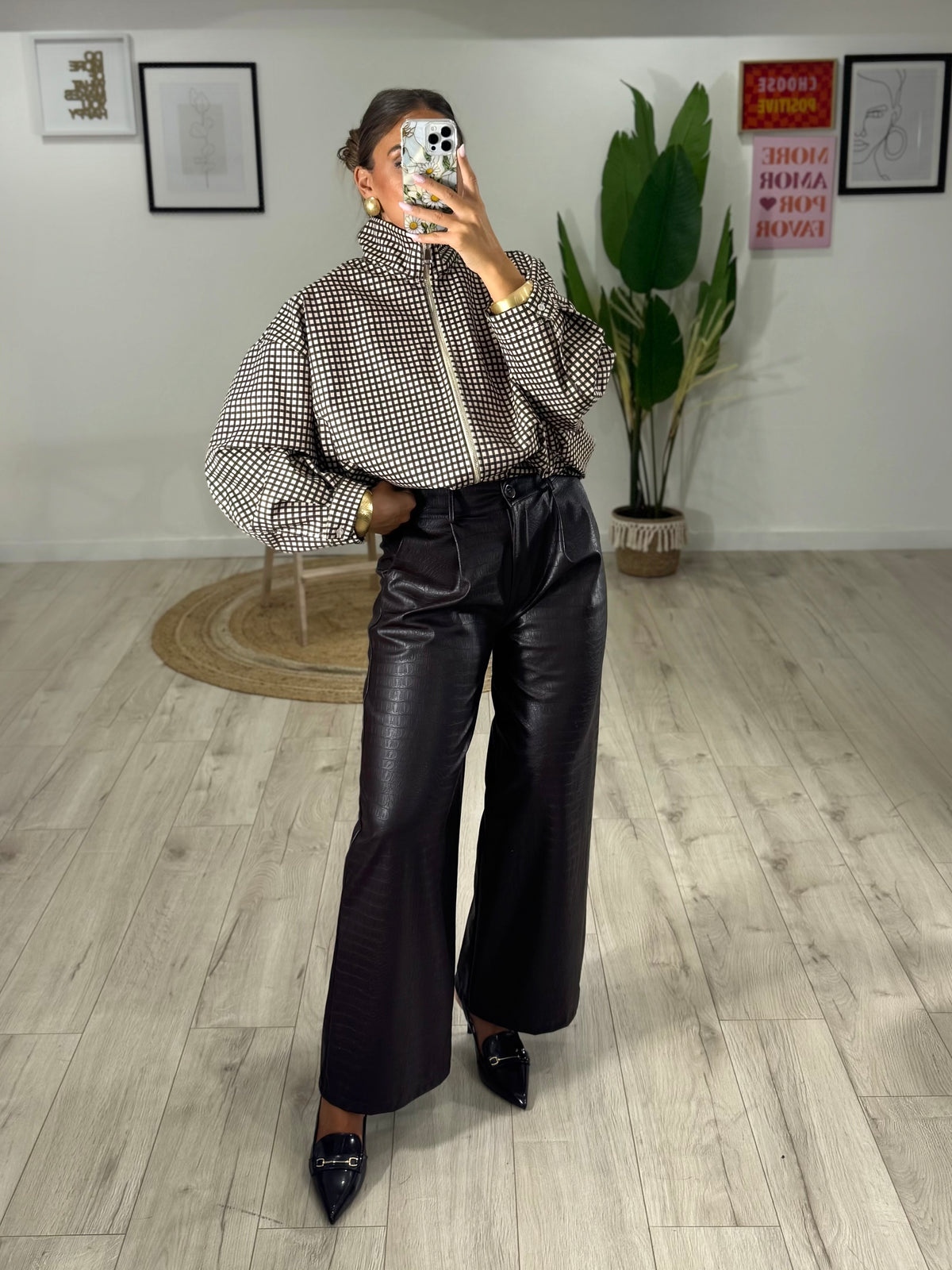 Pantalone Ecopelle Crocodile Marrone