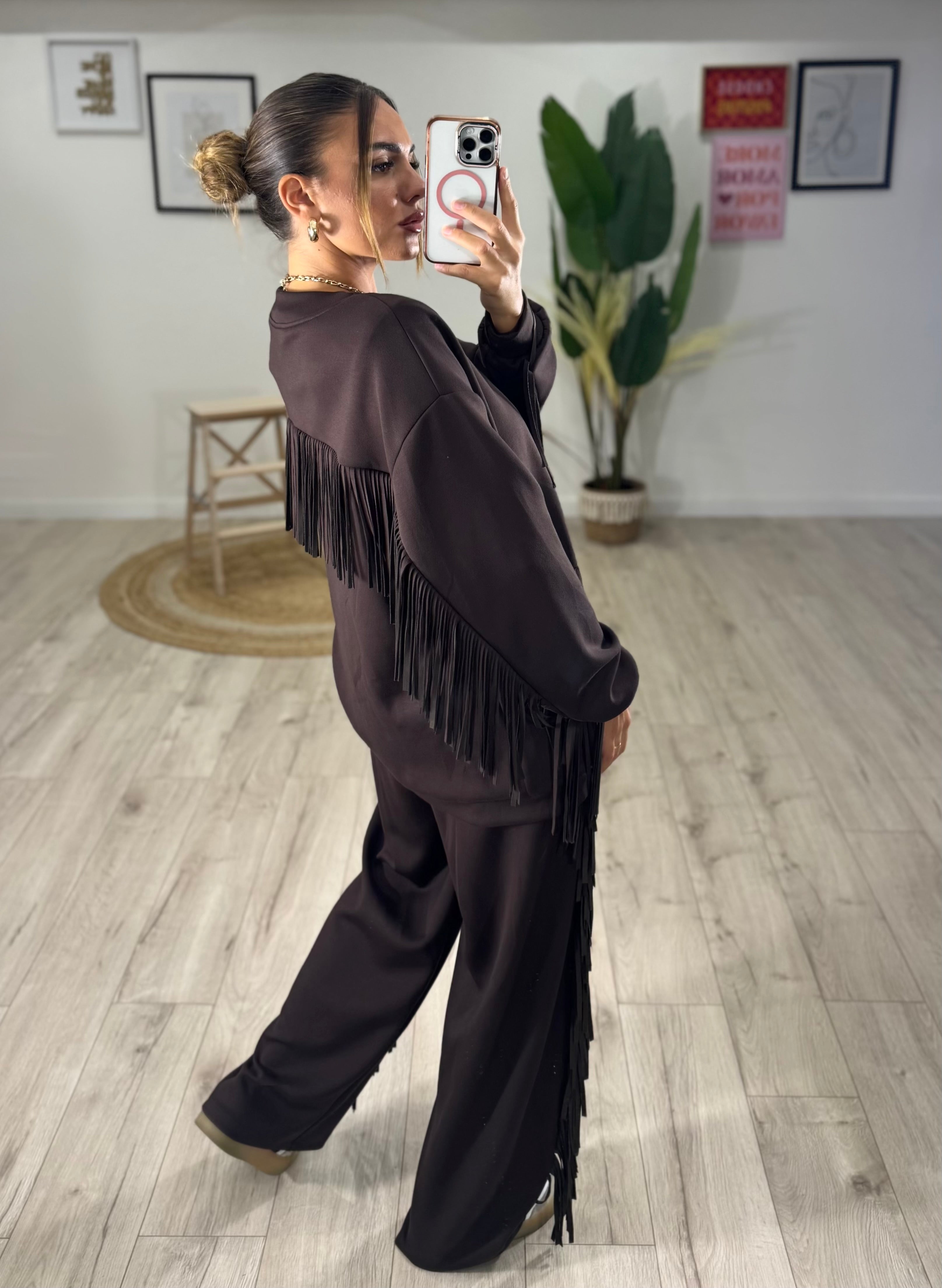 Cardigan Frange By Lumina Marrone