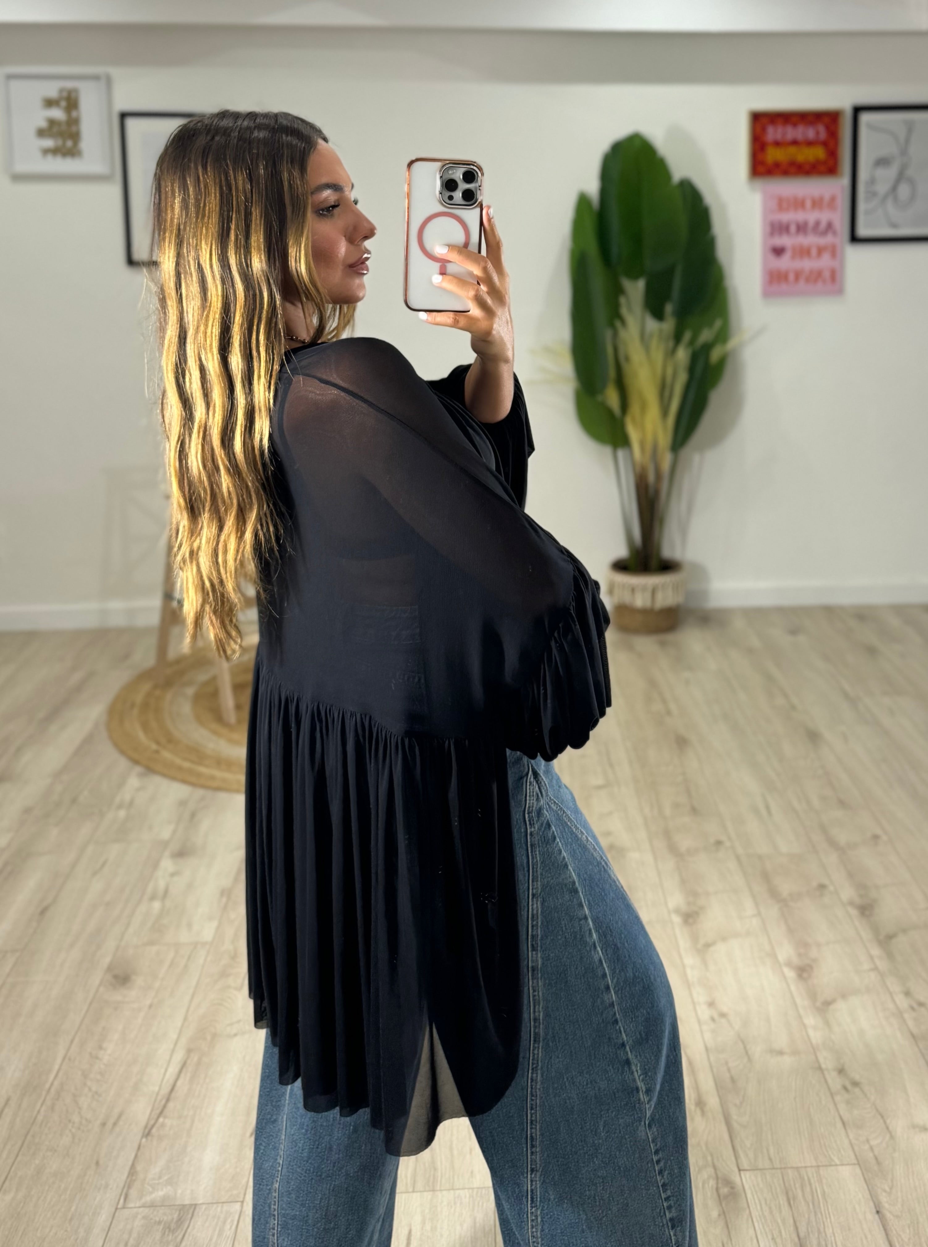 Blusa Boho Chic nera
