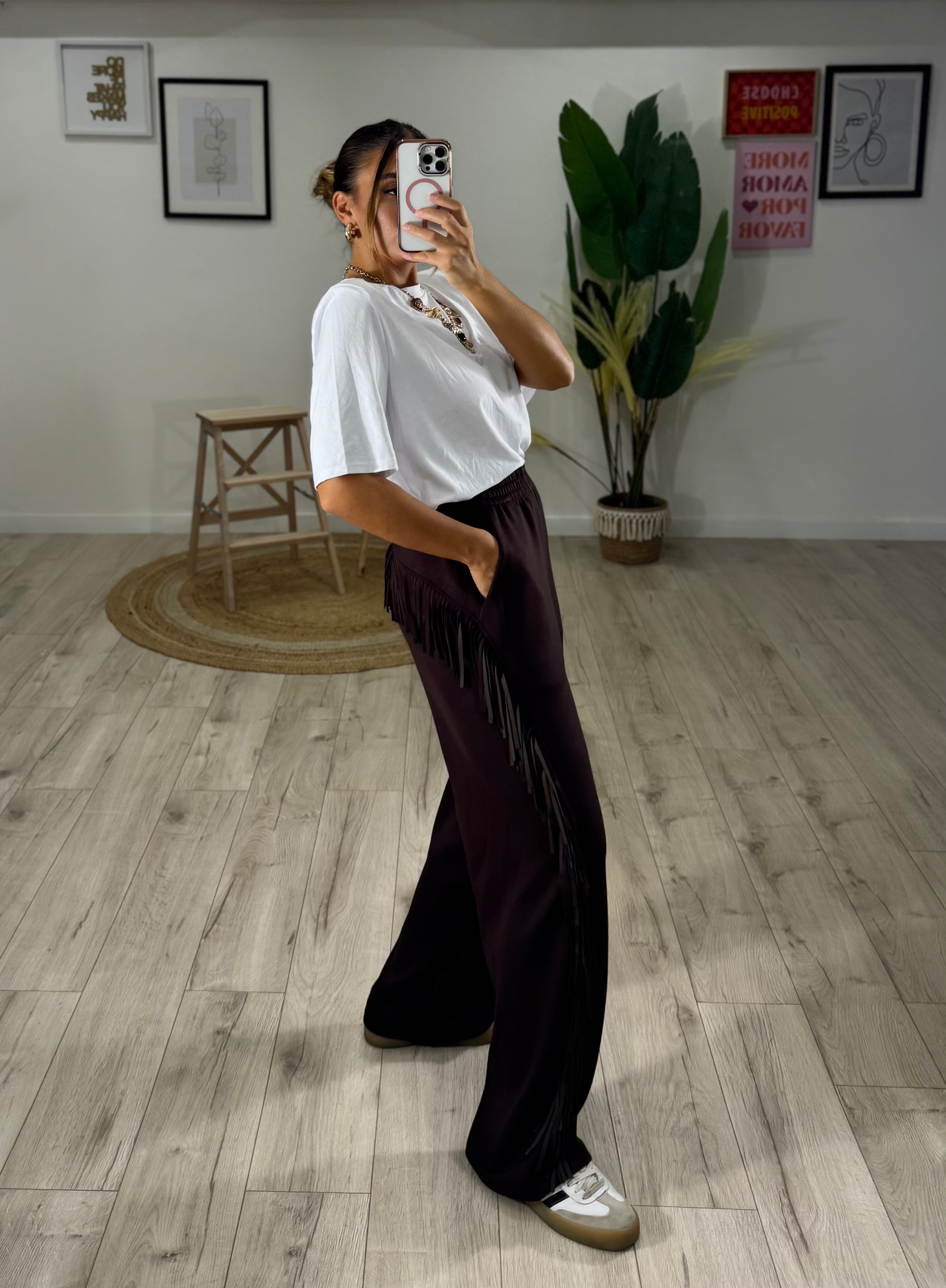 Pantalone frange By Lumina marrone
