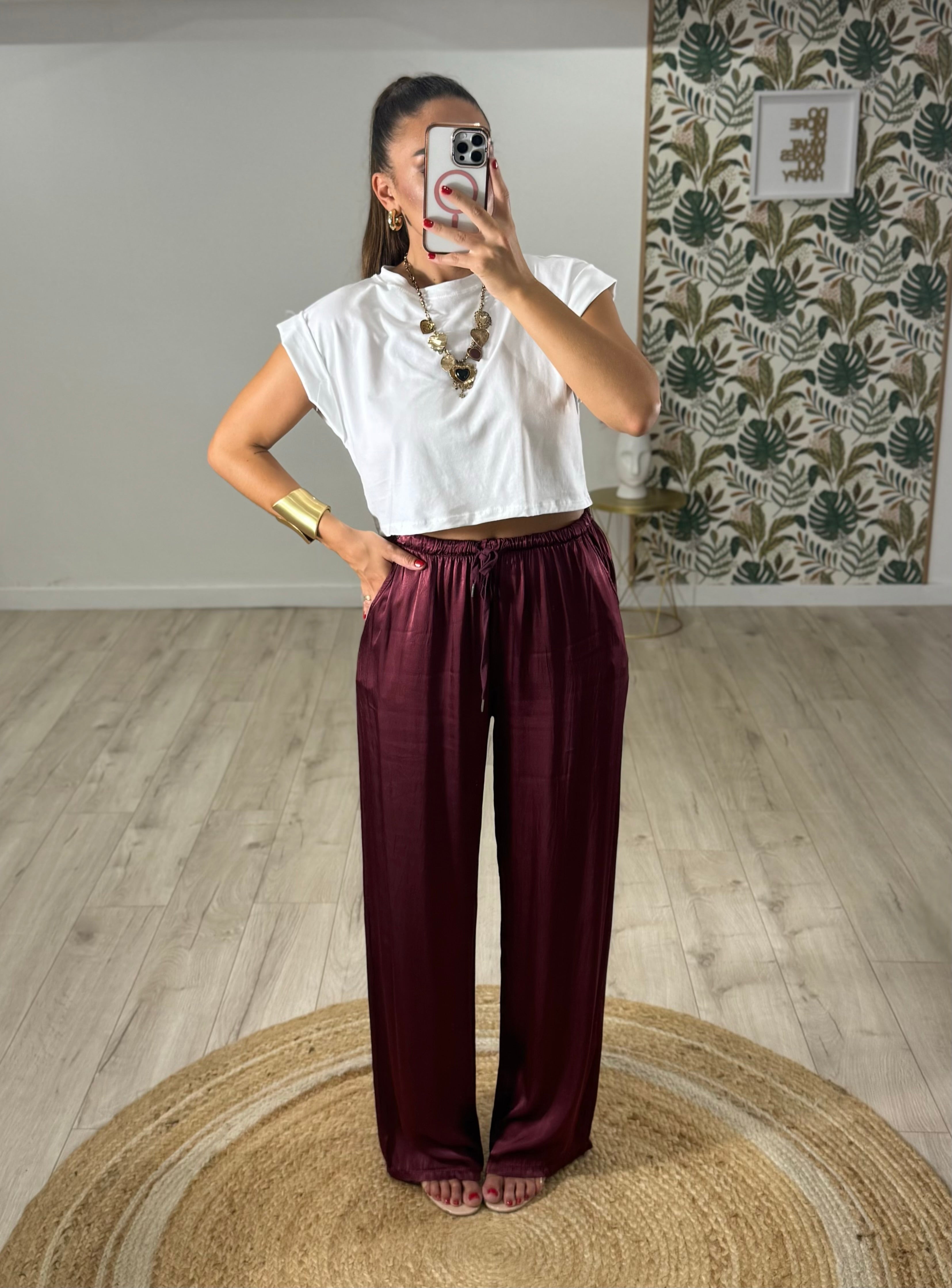 T-shirt crop con manica a risvolto