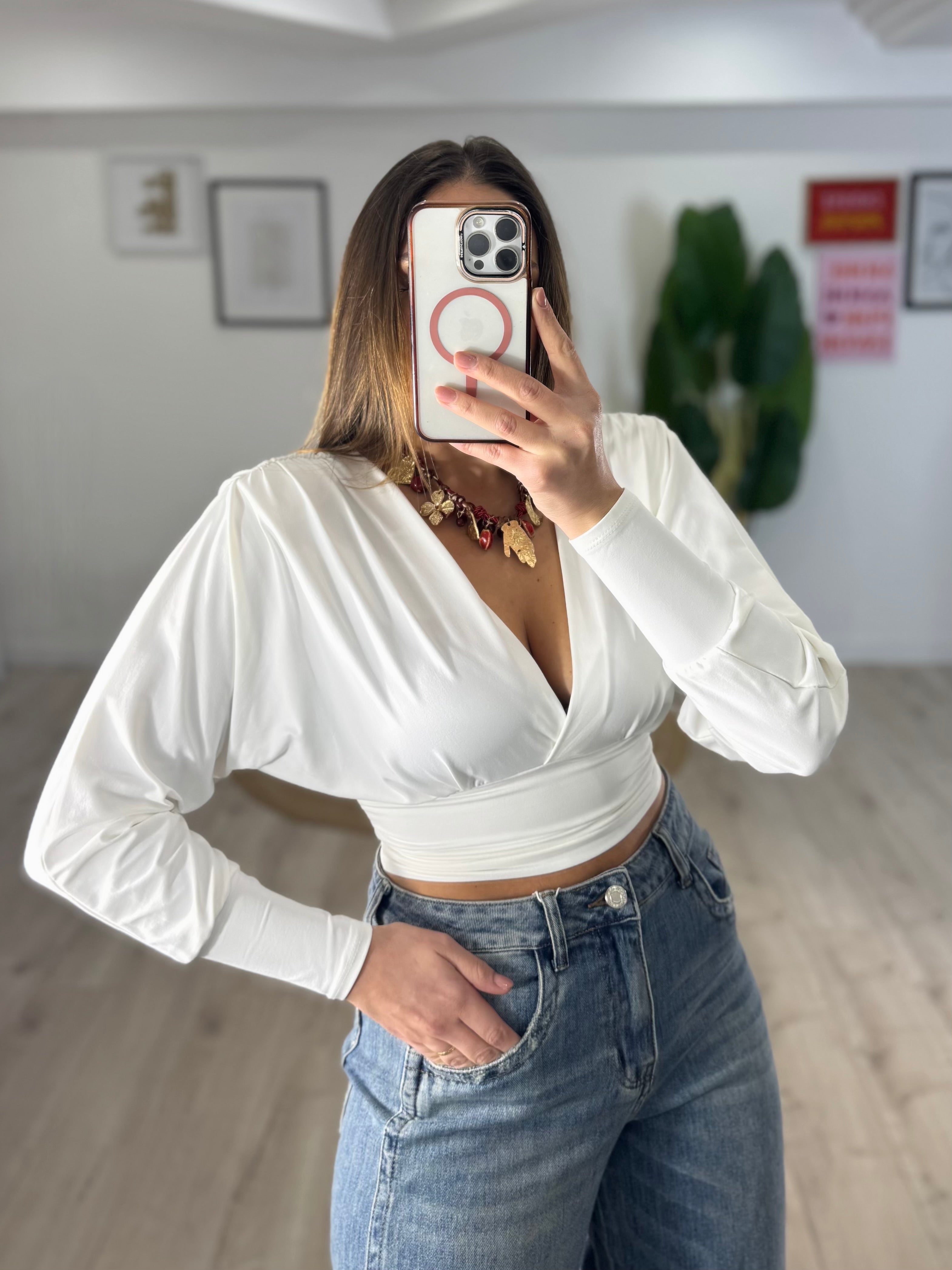 Maglia in Lycra V Bianca