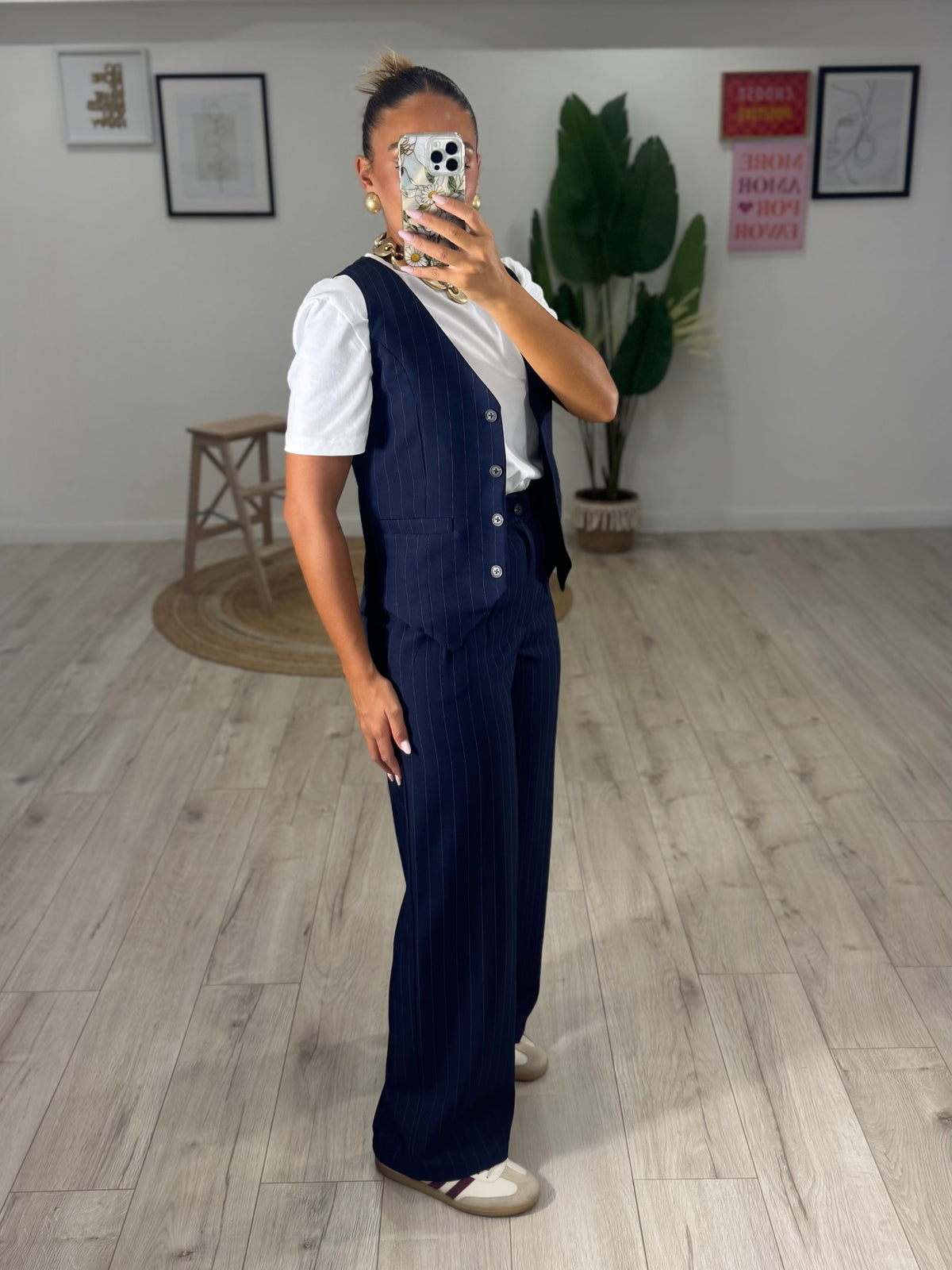 Coordinato Gessato Gilet BluNavy
