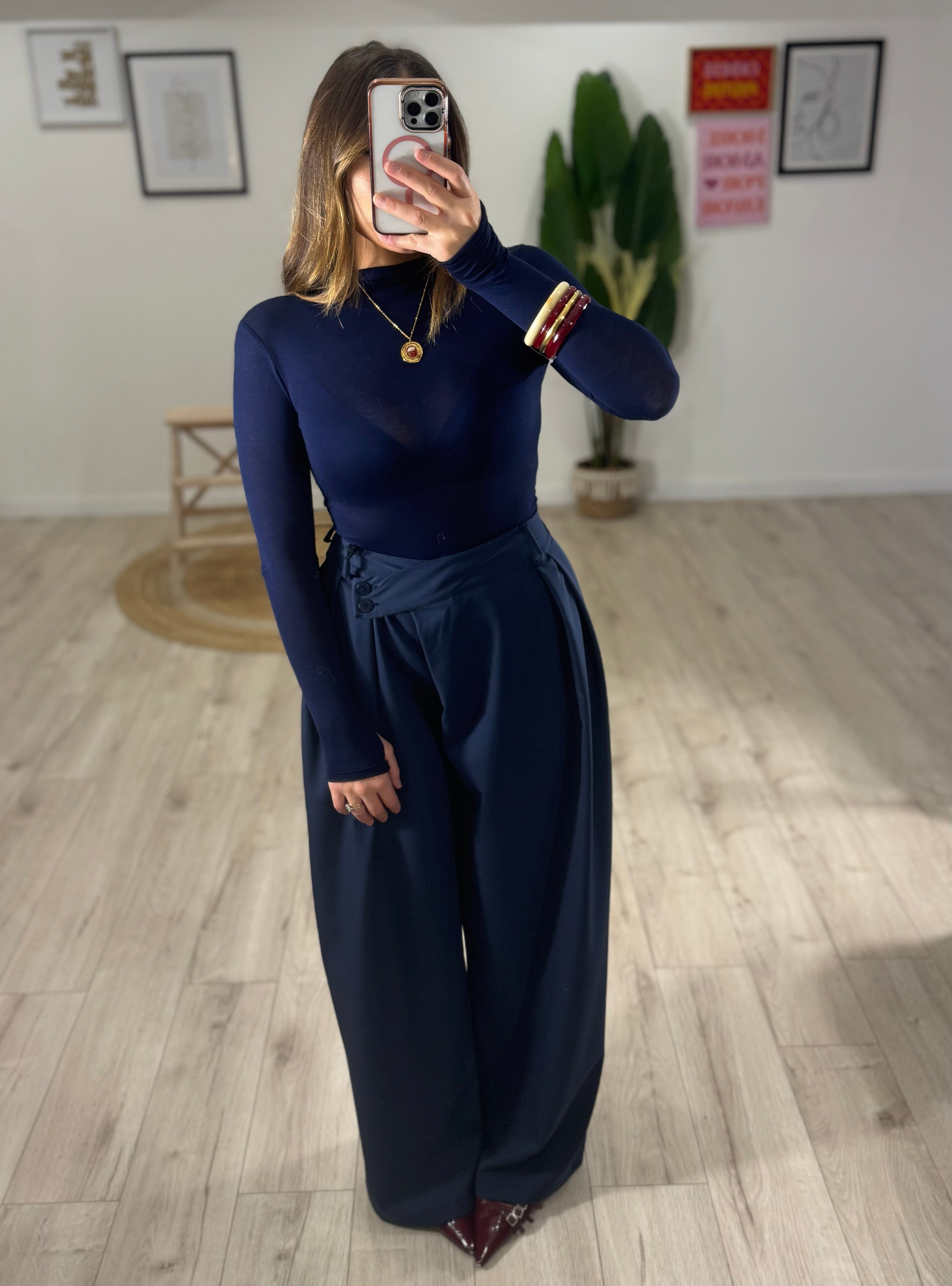 Pantalone Balloon Over intreccio Blu