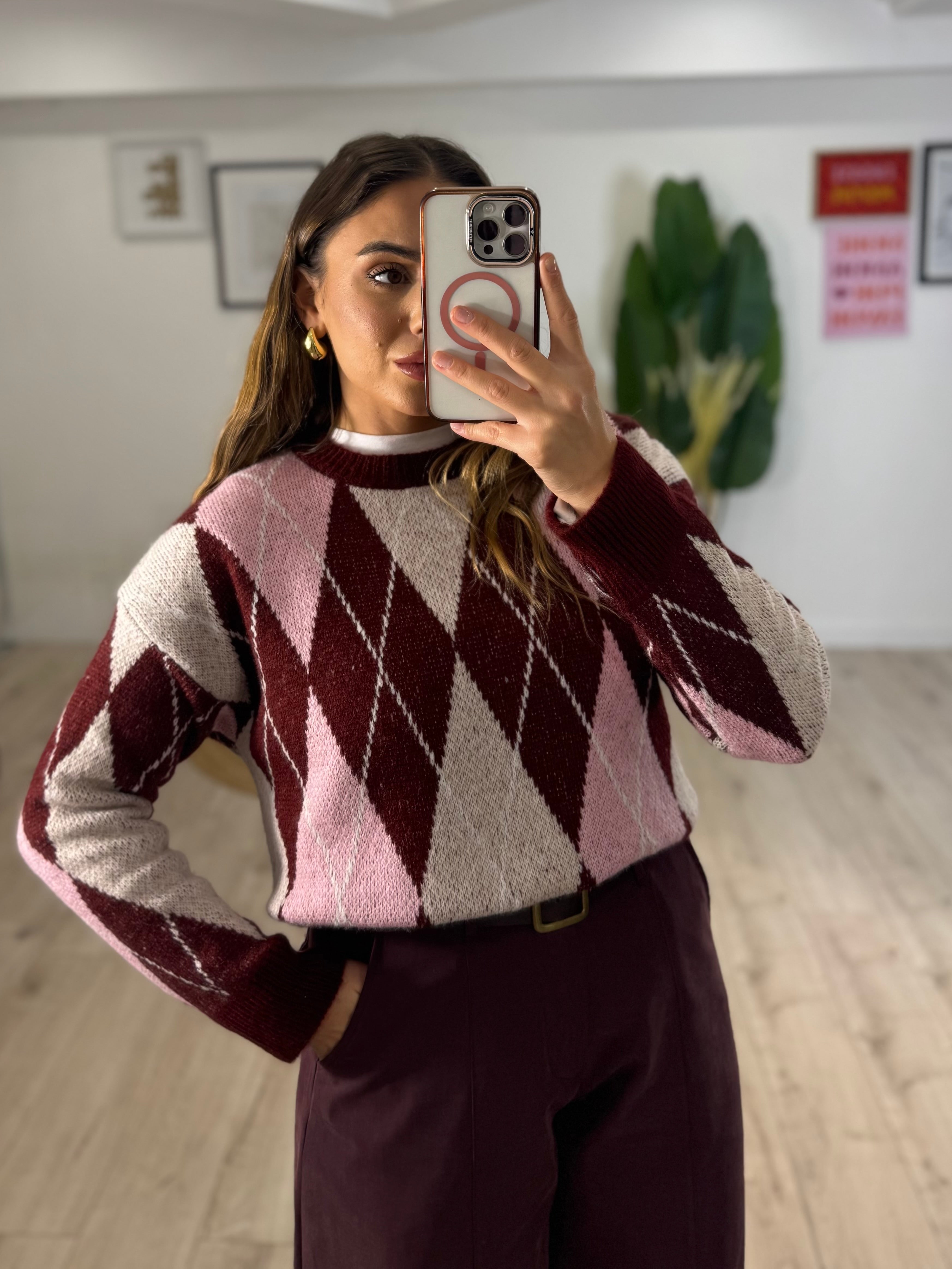 Maglione Rombo Prugna