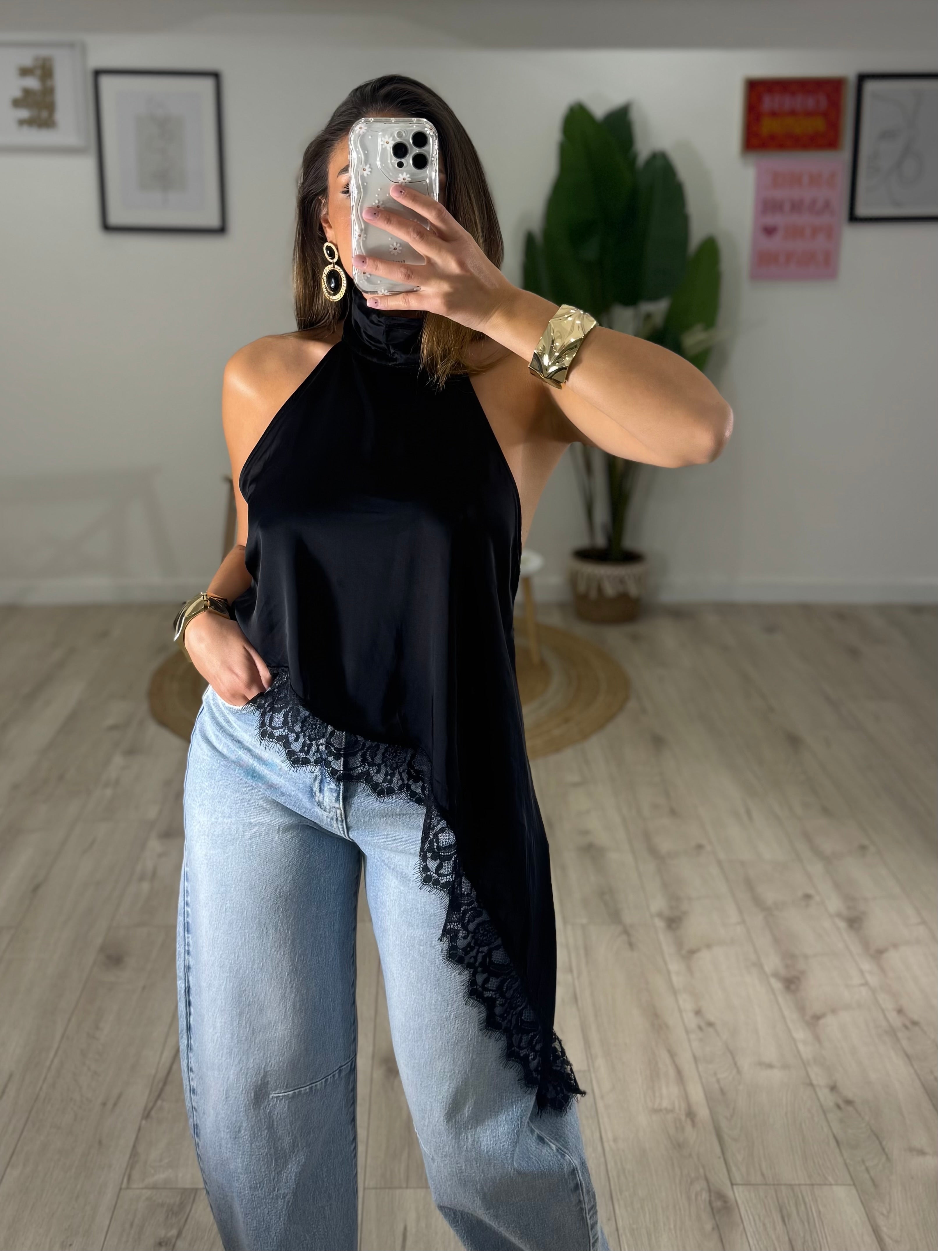 Top in Pizzo nero