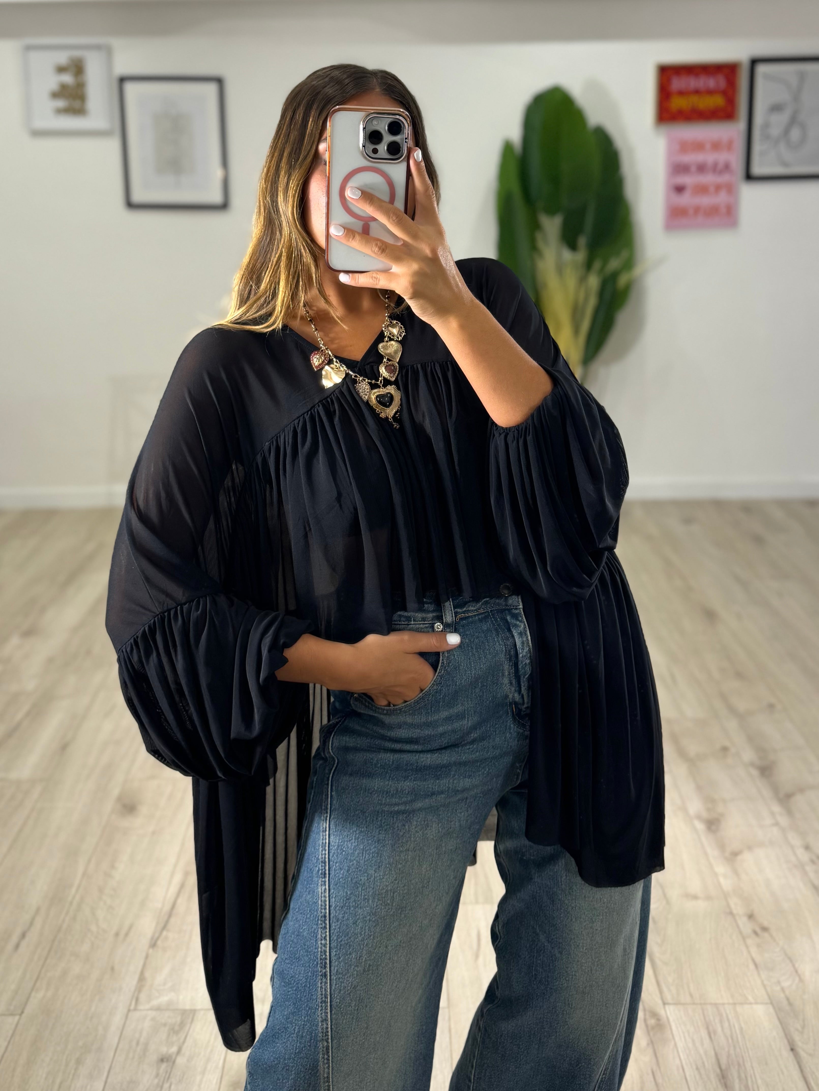 Blusa Boho Chic nera