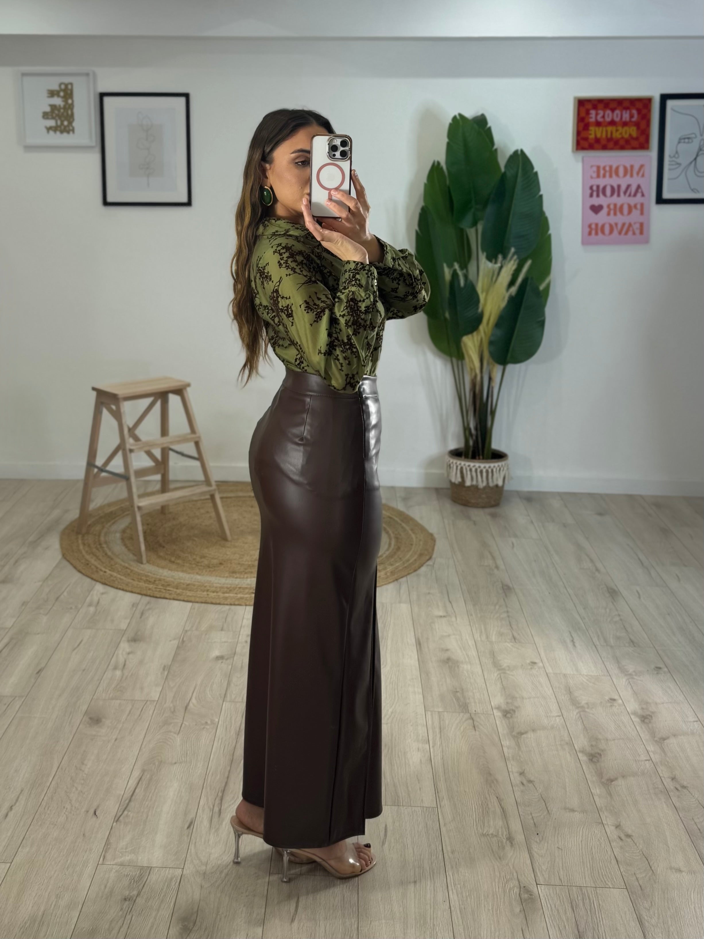 Gonna Ecopelle Frida Marrone