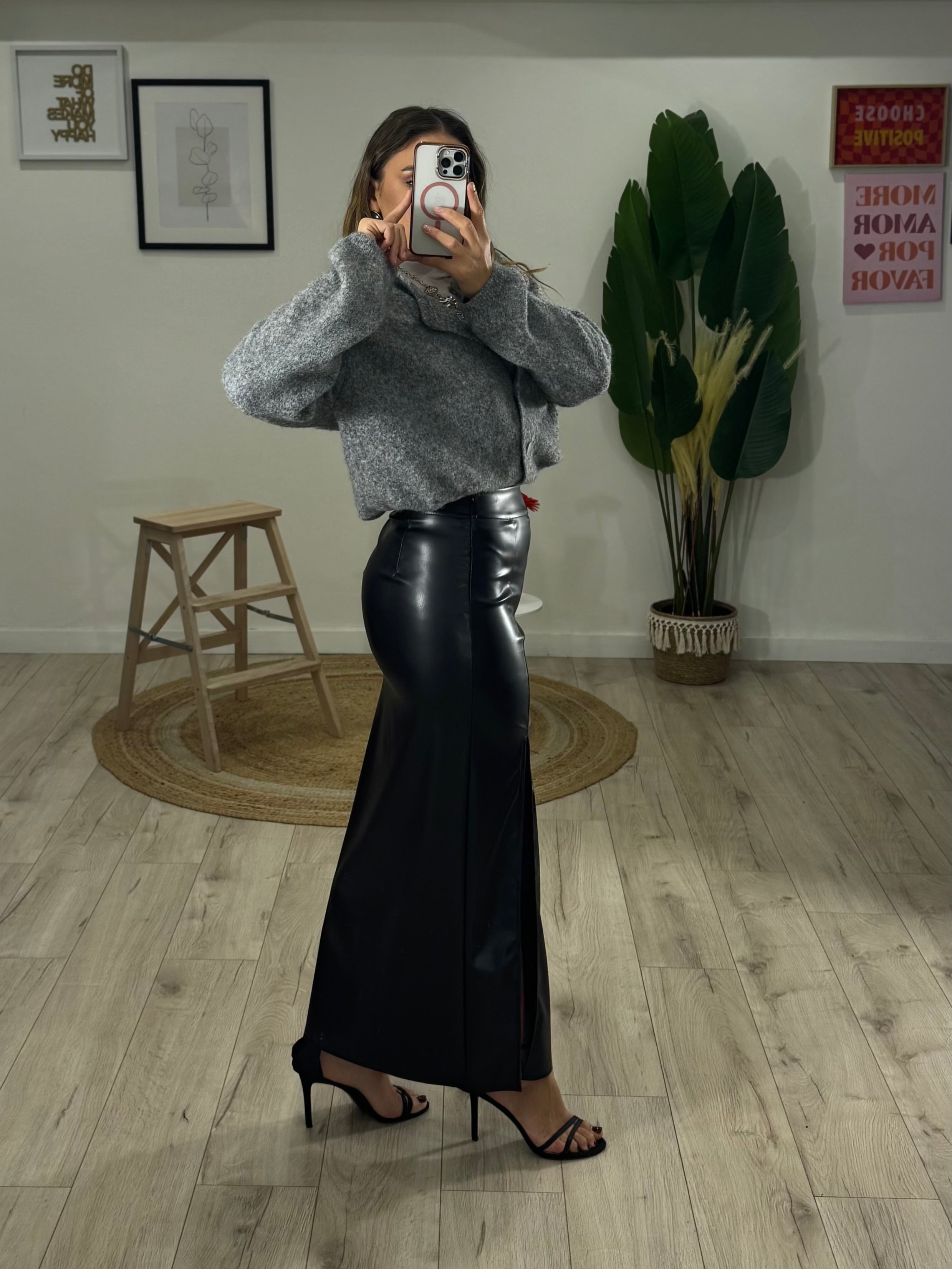 Gonna Ecopelle Frida Nera