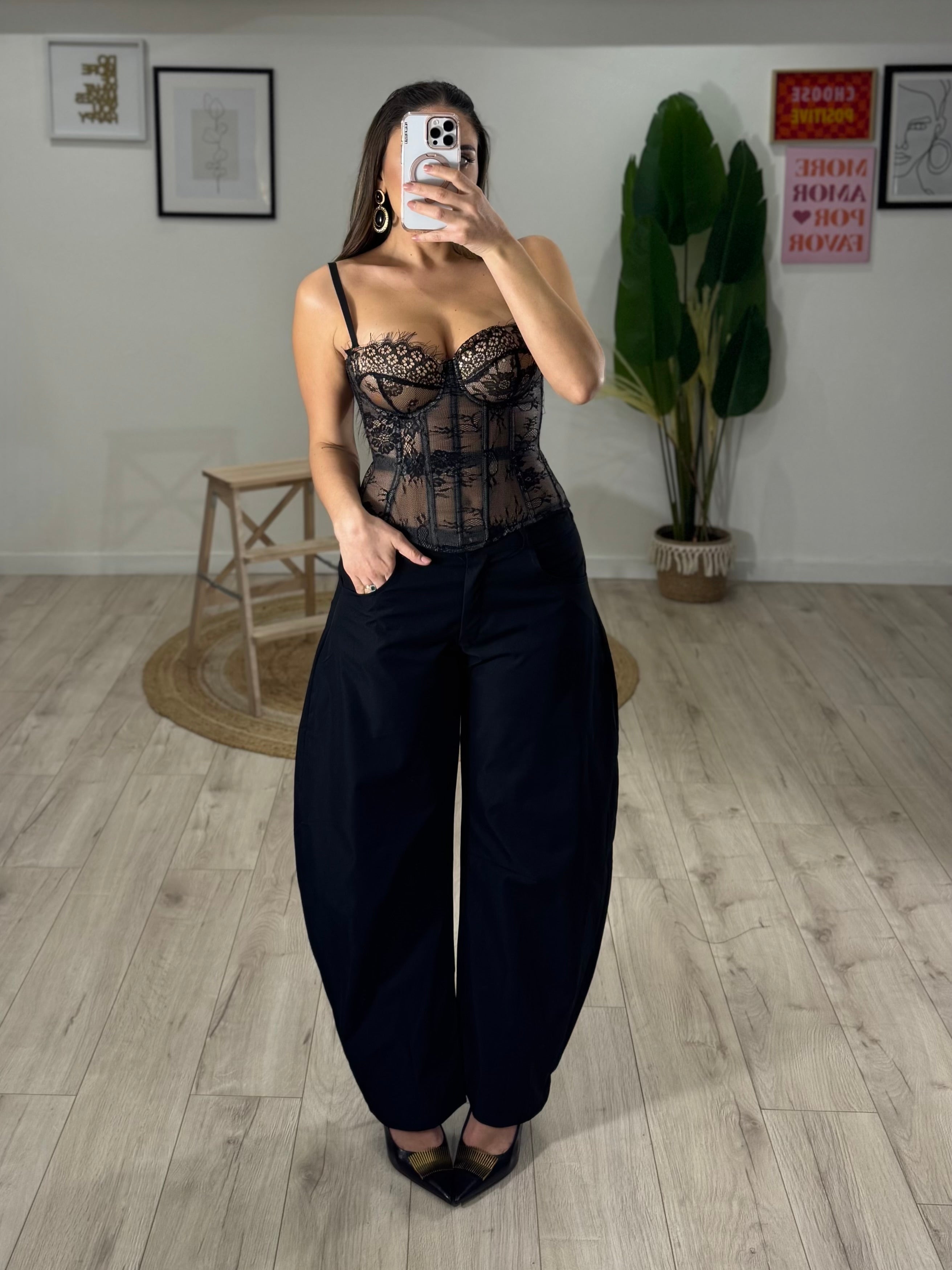 Pantalone Barrel Nero