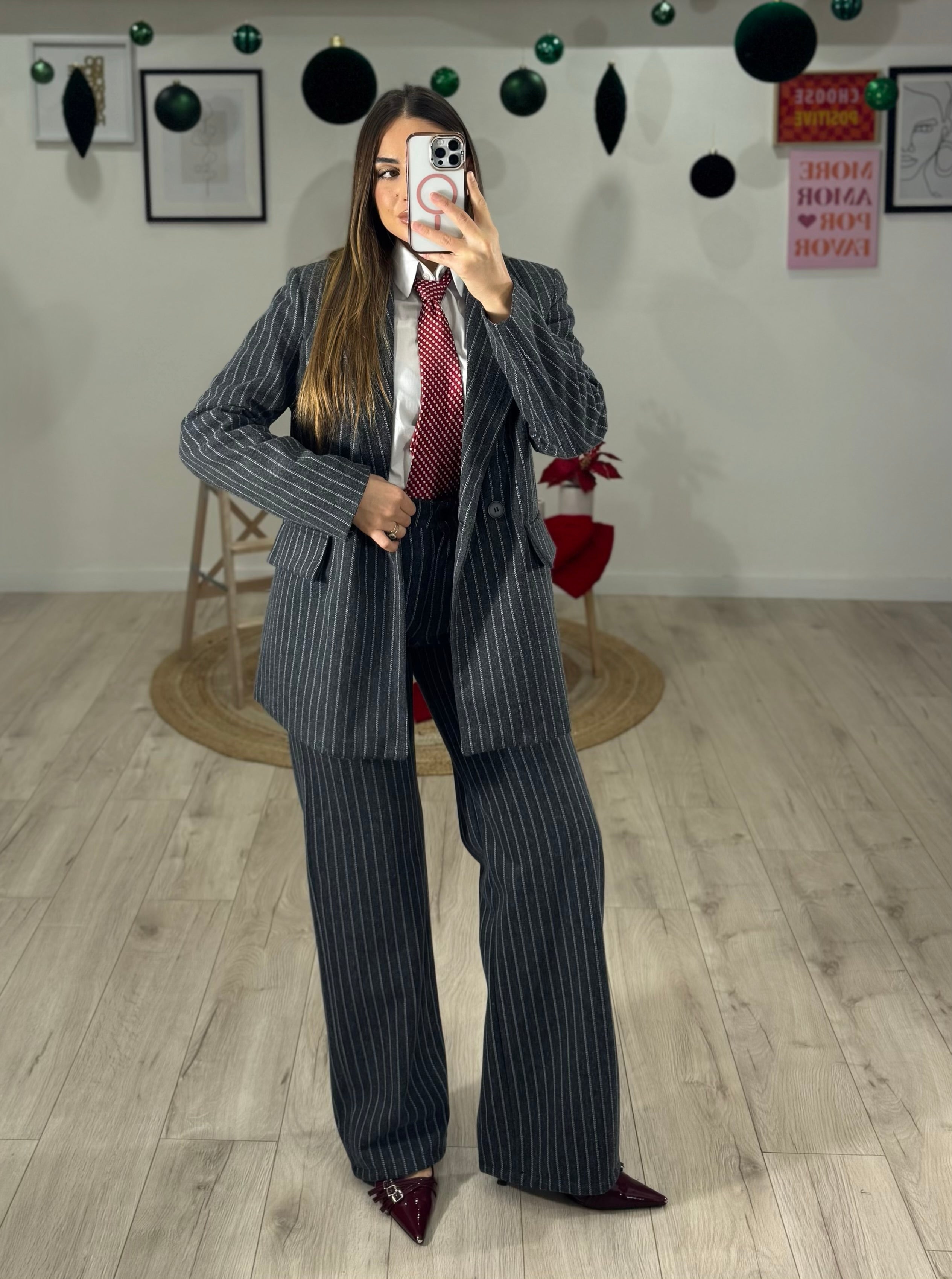 Tailleur In Lana Gessato Grigio