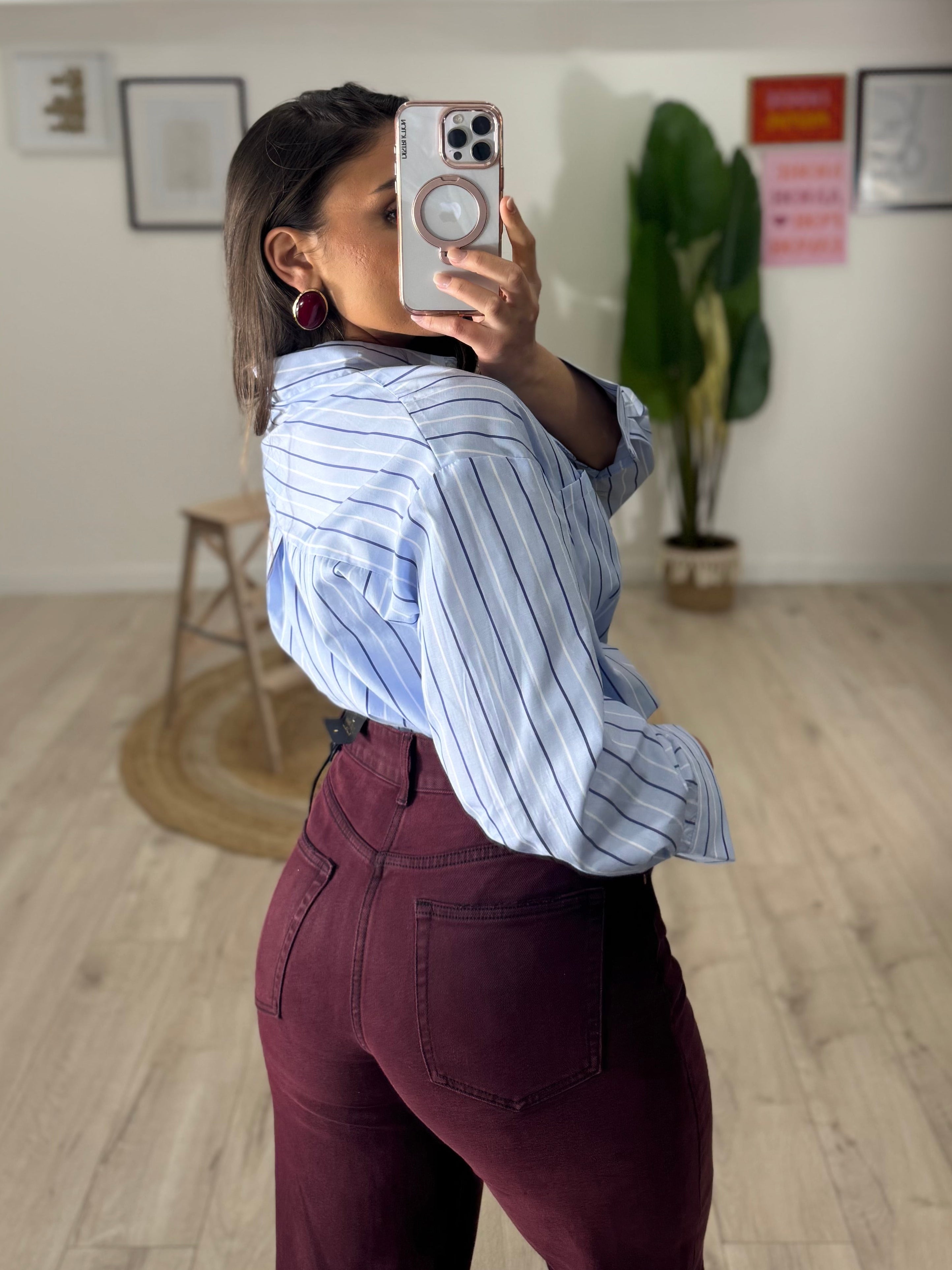 Camicia Righe Celeste