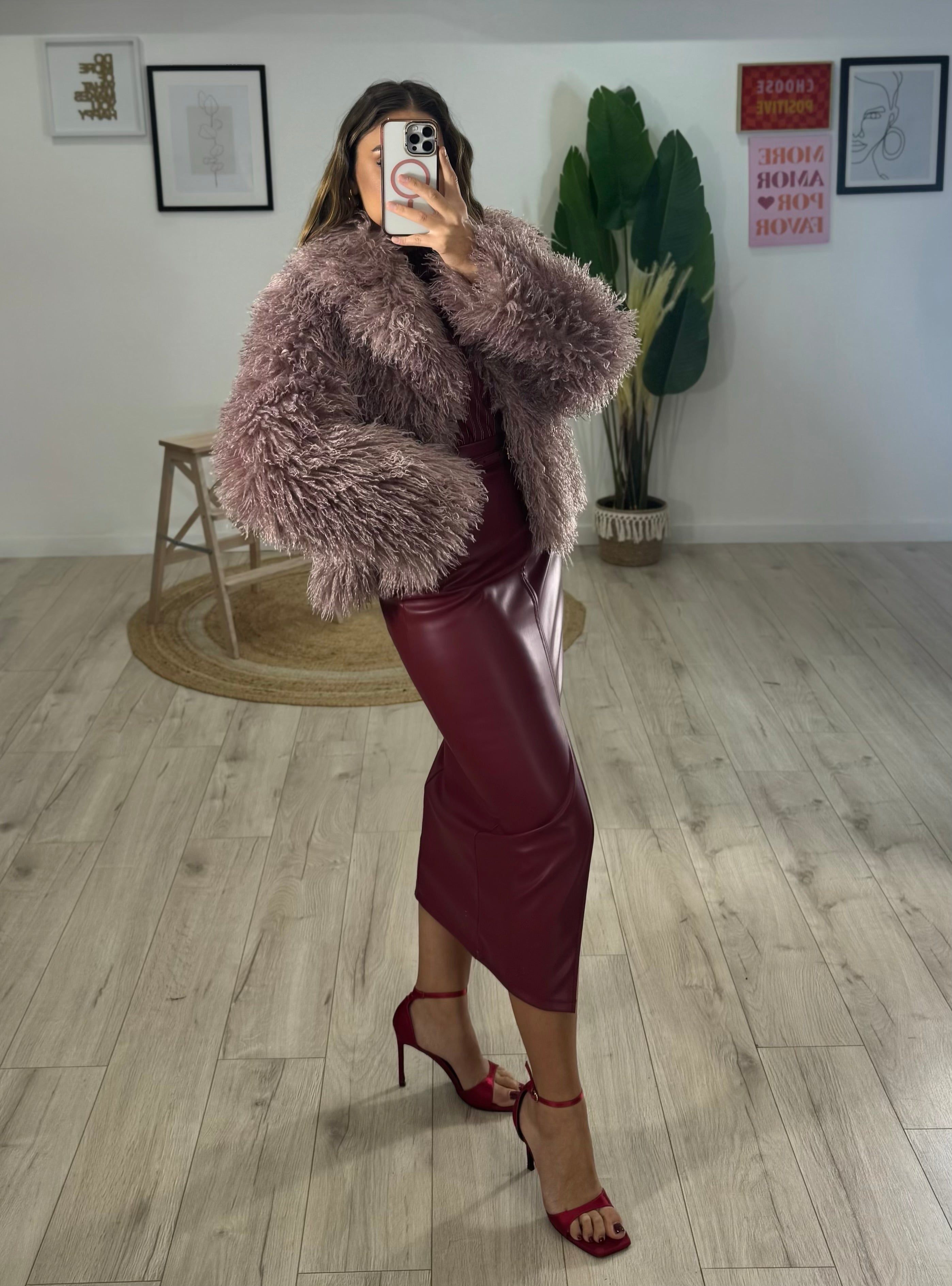 Ecopelliccia Shaggy Rosa Cipria