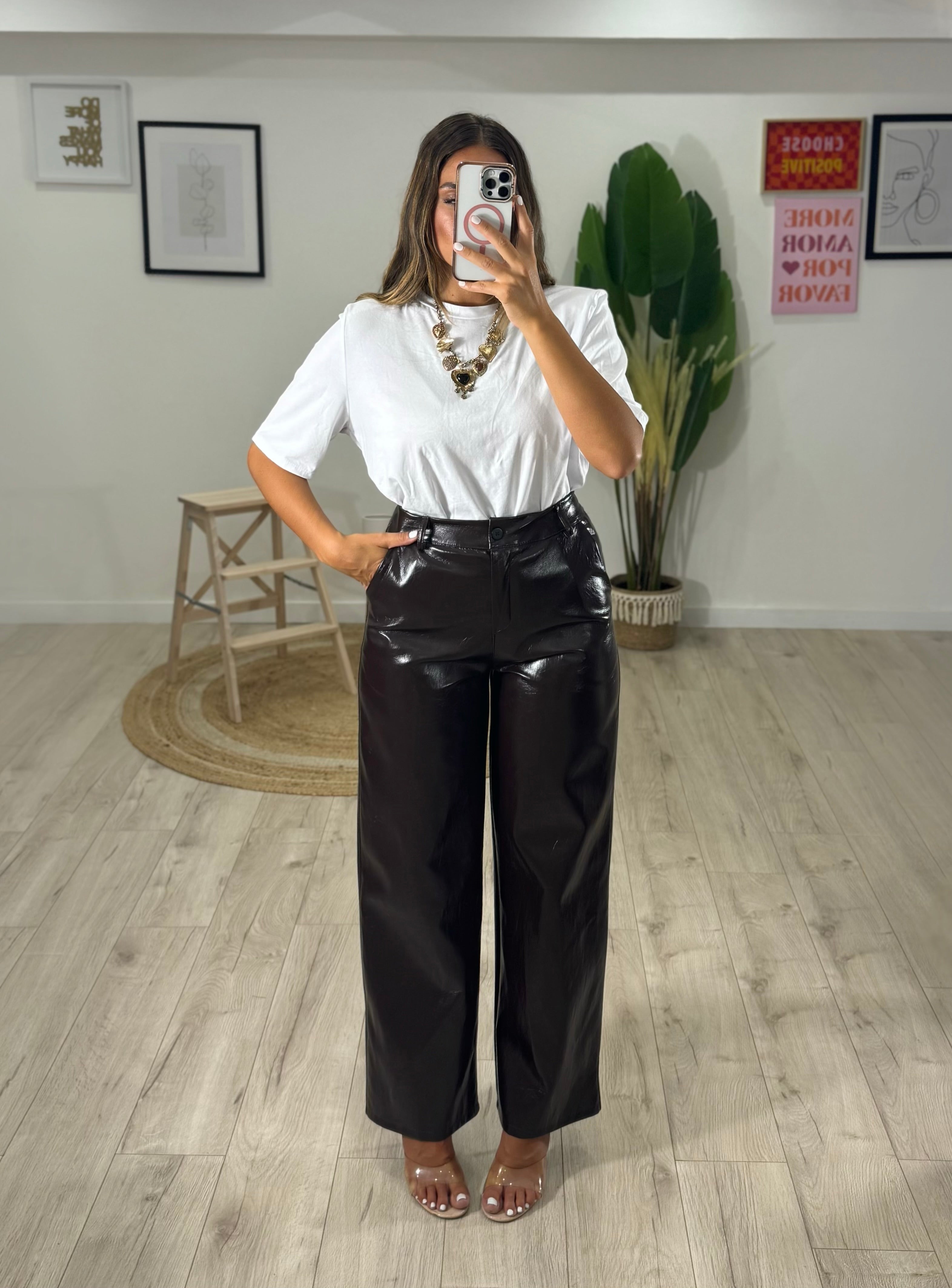 Pantalone In Pelle marrone
