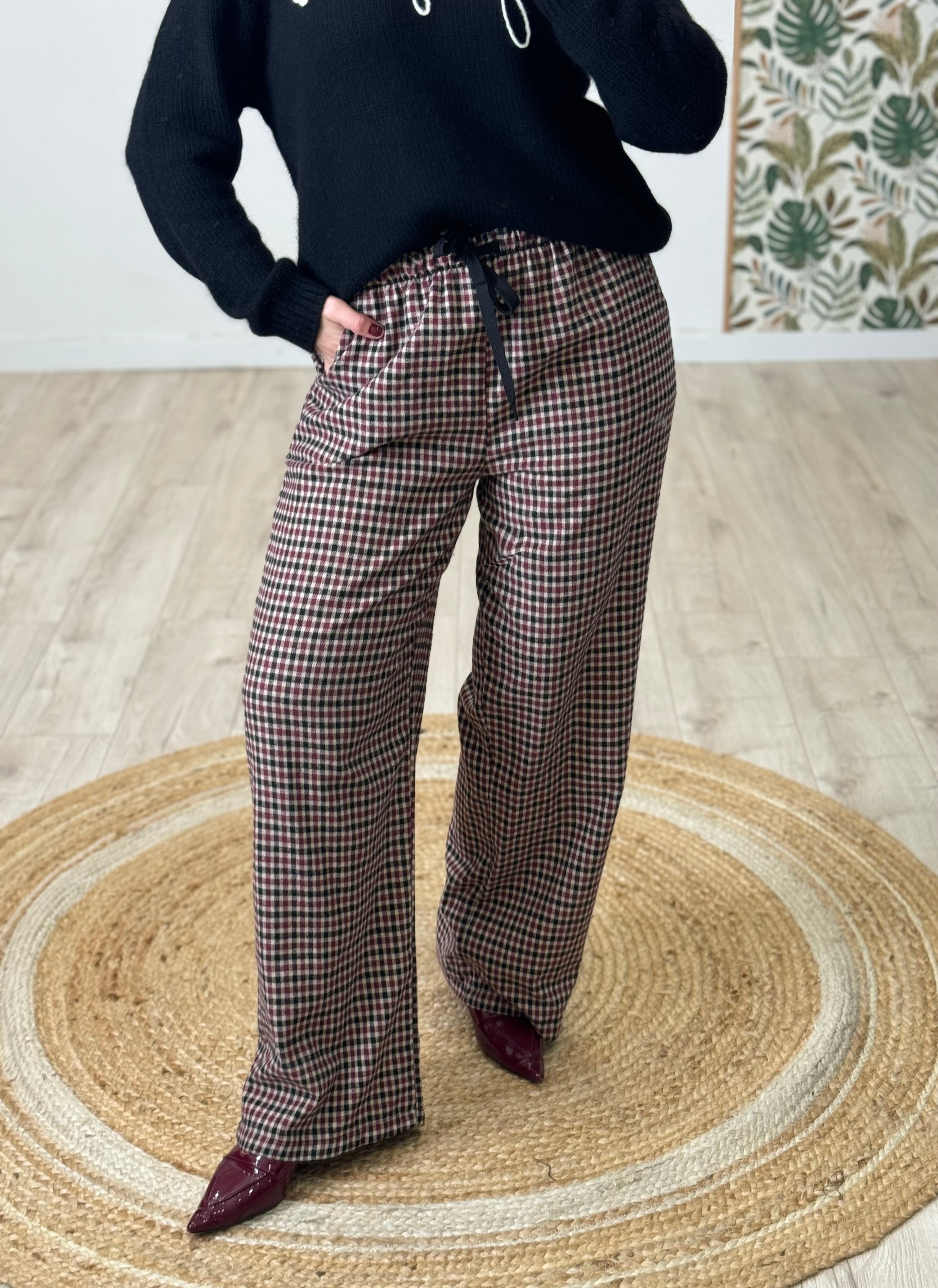 Pantalone in lana rasata scacchi