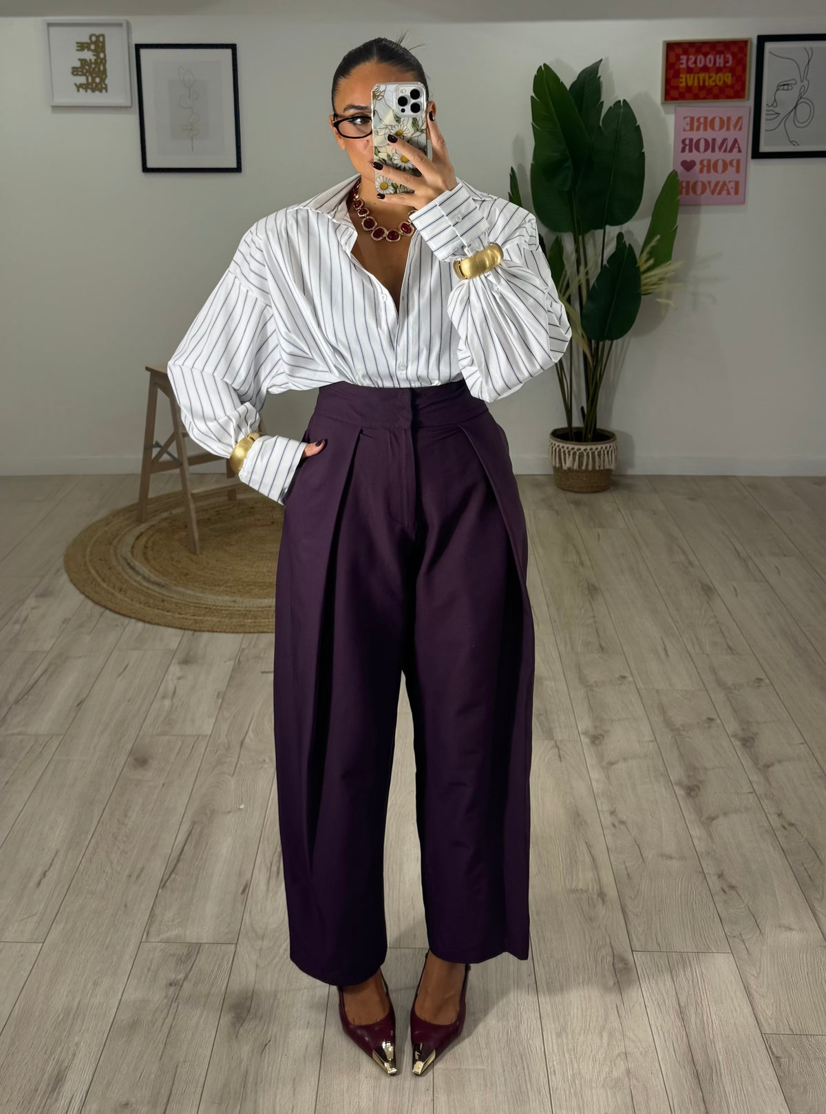 Pantalone JustWest Pinces Prugna