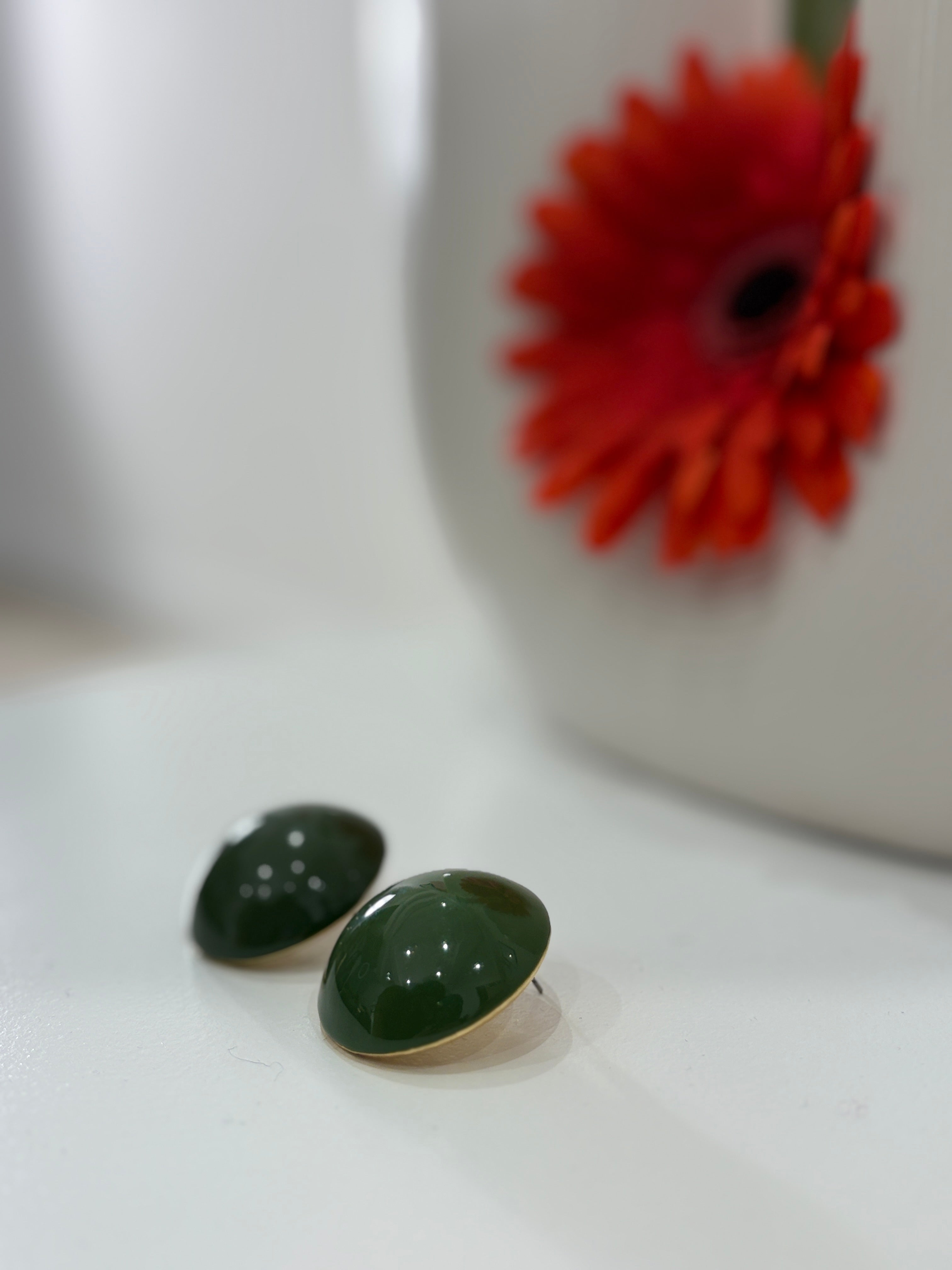 Orecchino Bottone Verde