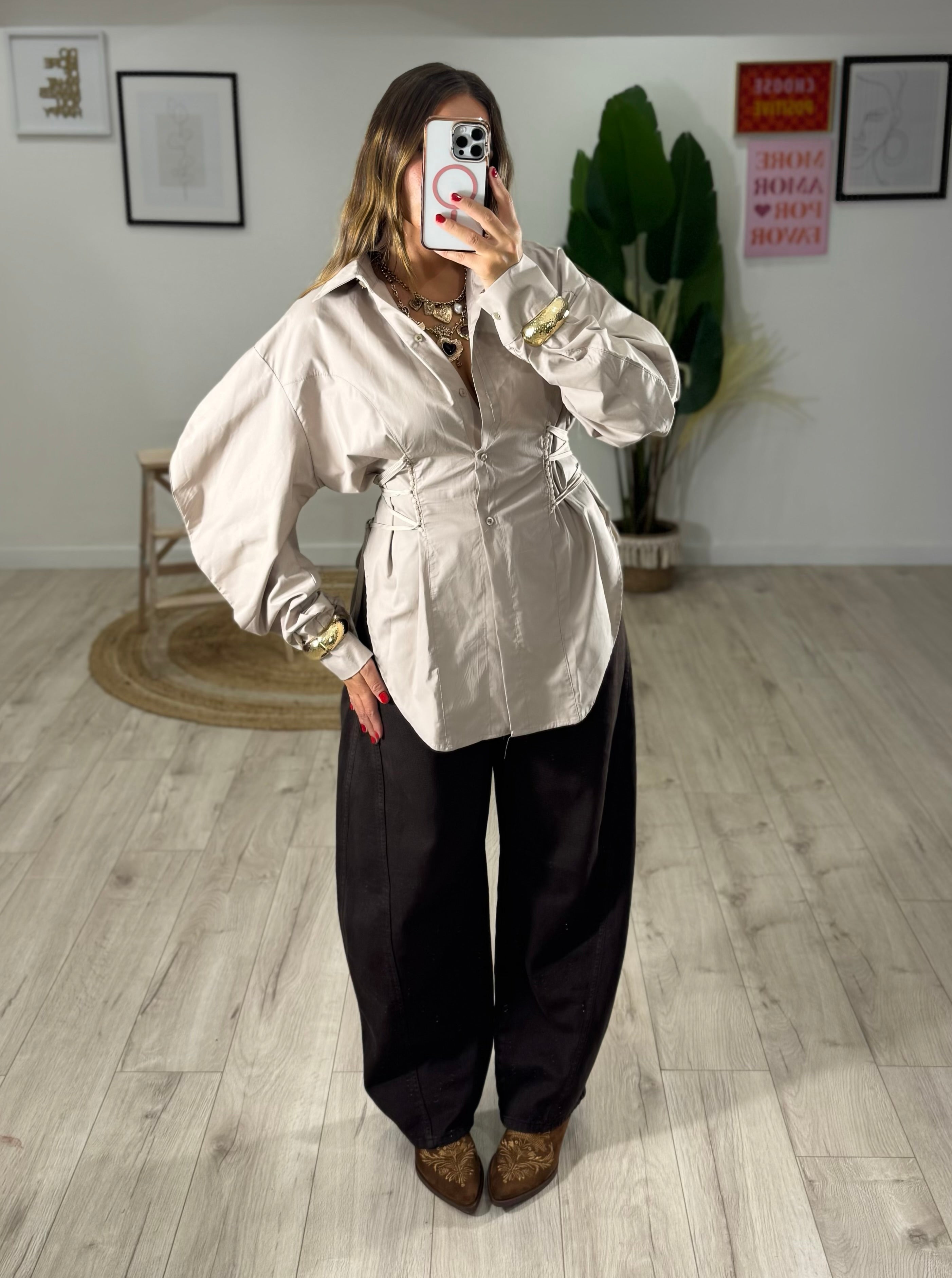 Jeans JUSTWEST Balloon Marrone