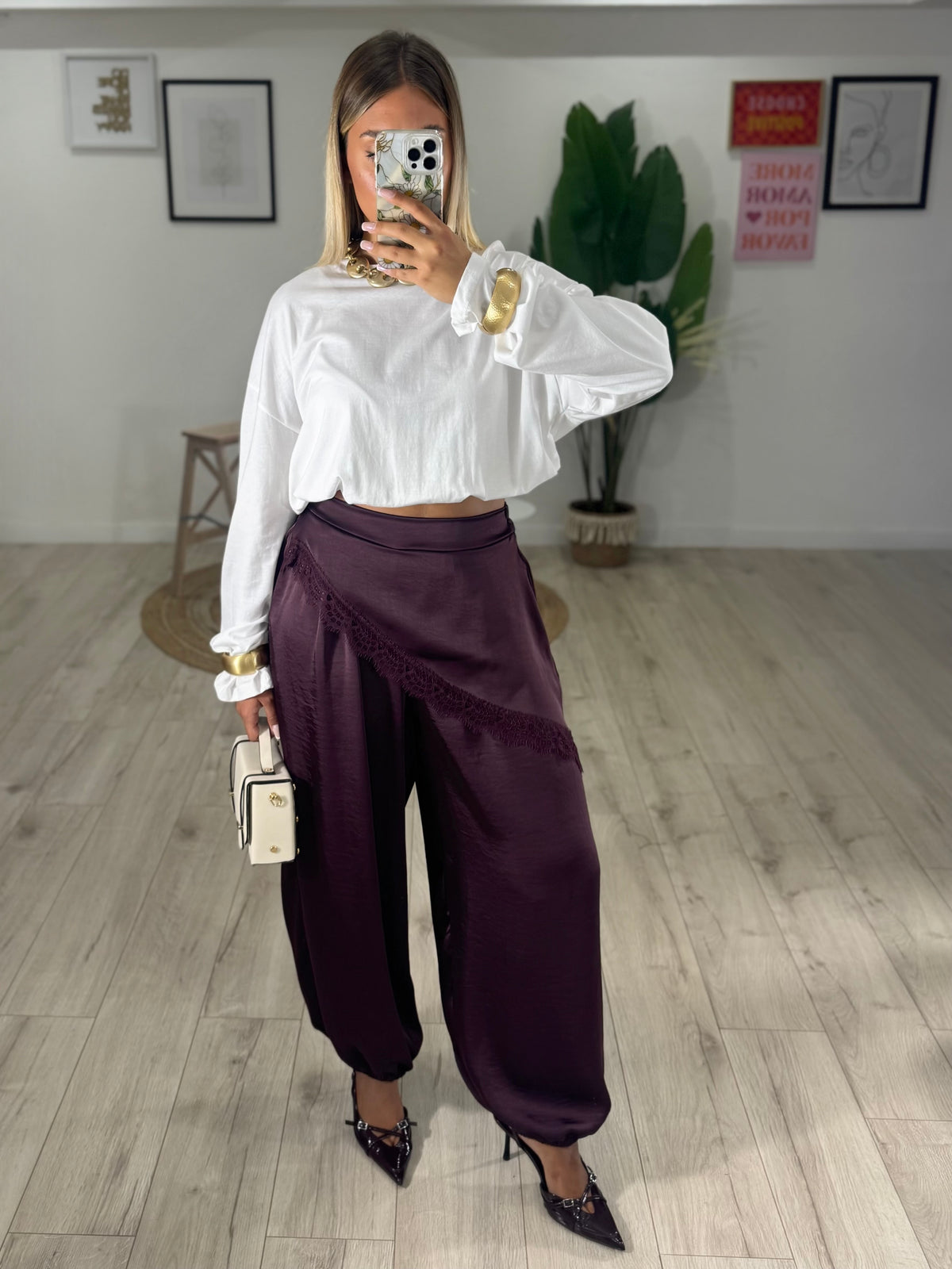 Pantalone "CLEO" prugna