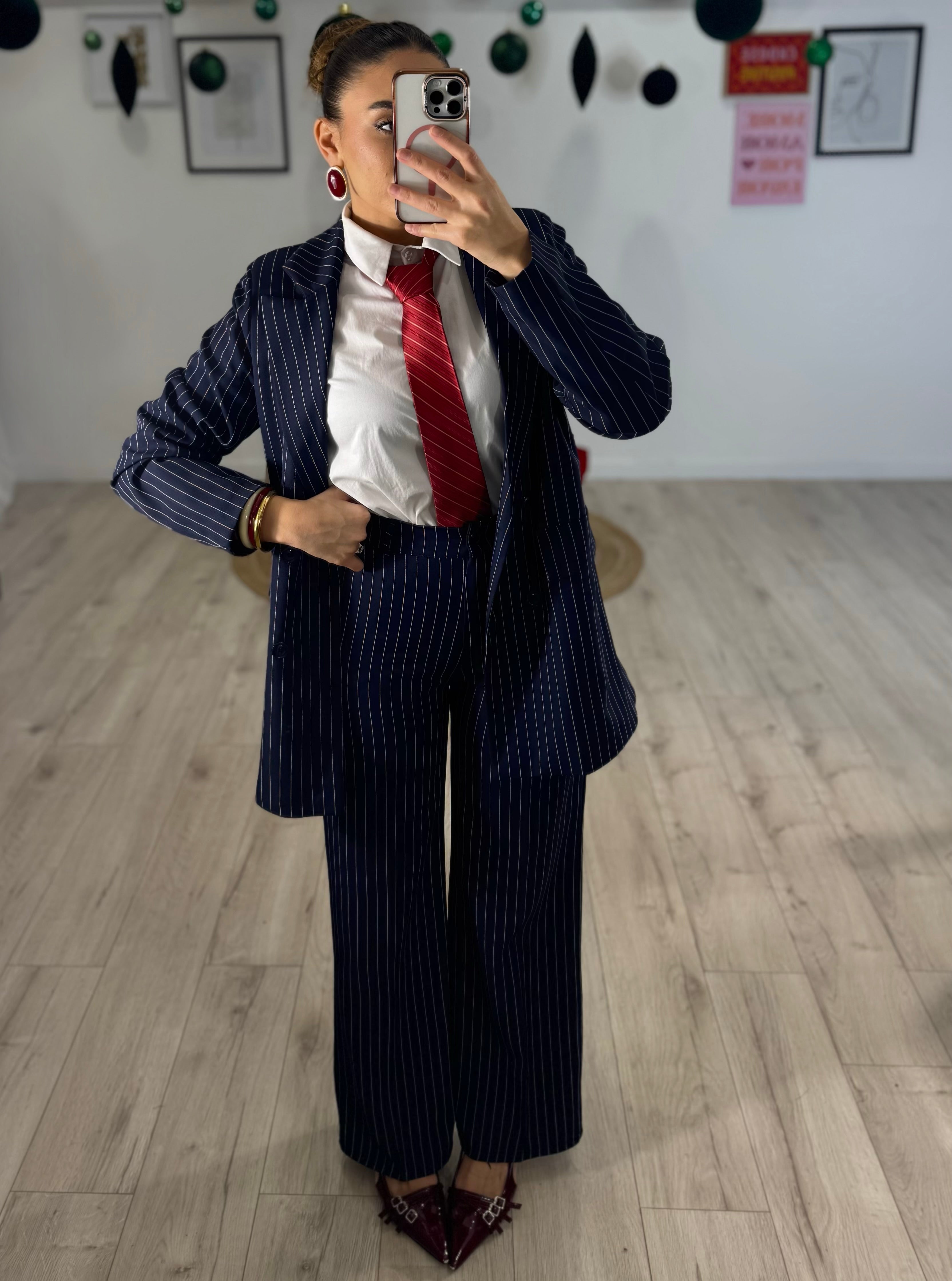 Tailleur Gessato Blu