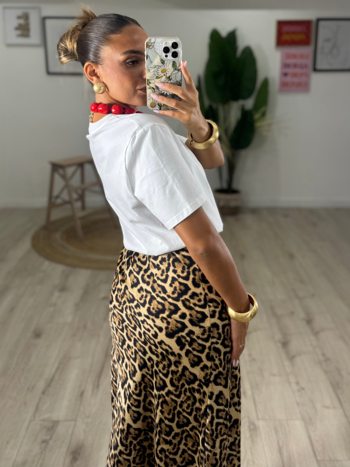 Gonna Longuette Animalier in raso