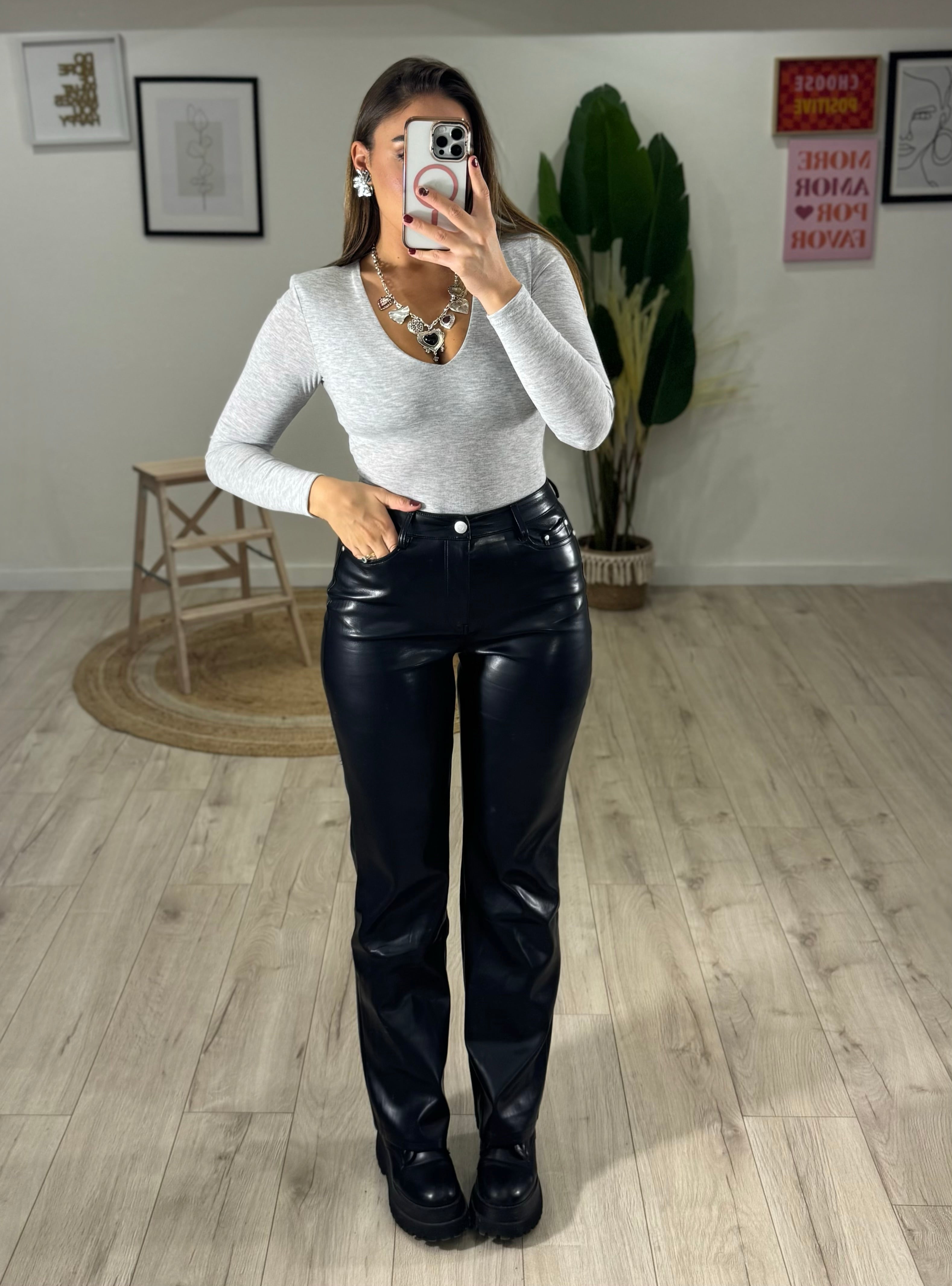 Pantalone In Ecopelle Nero