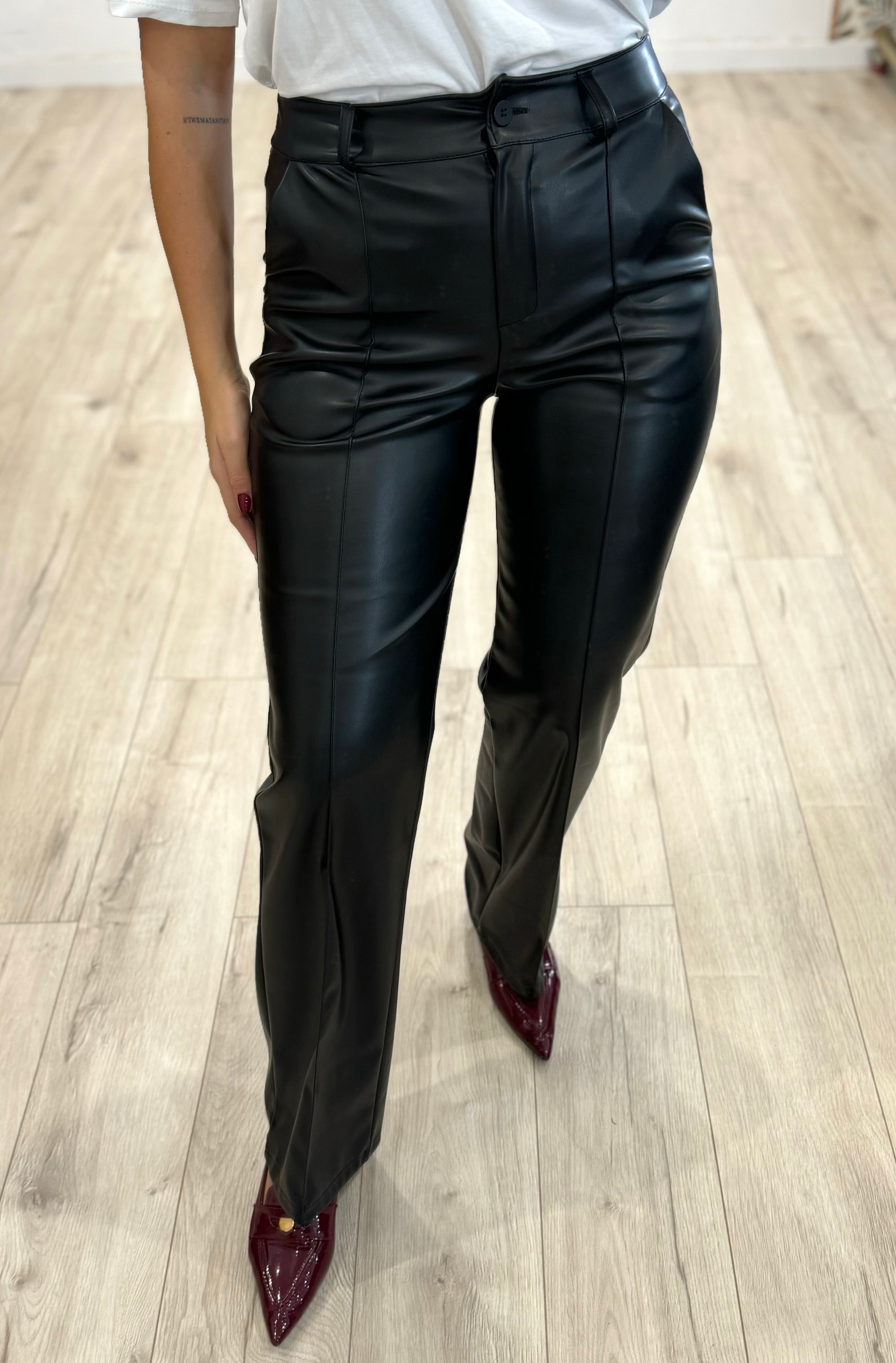 Pantalone Paris in Ecopelle Nero