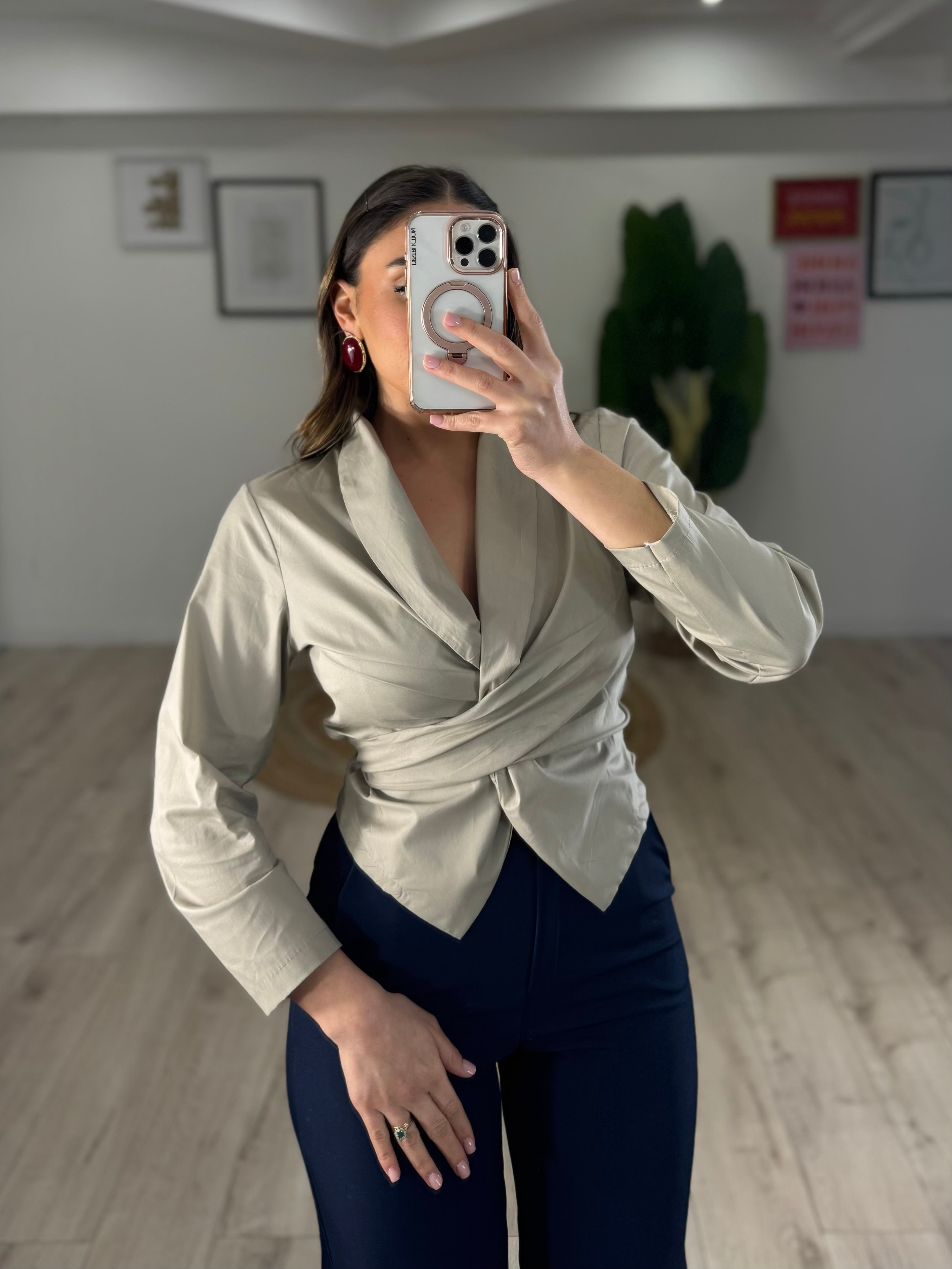 Camicia Intreccio Fango