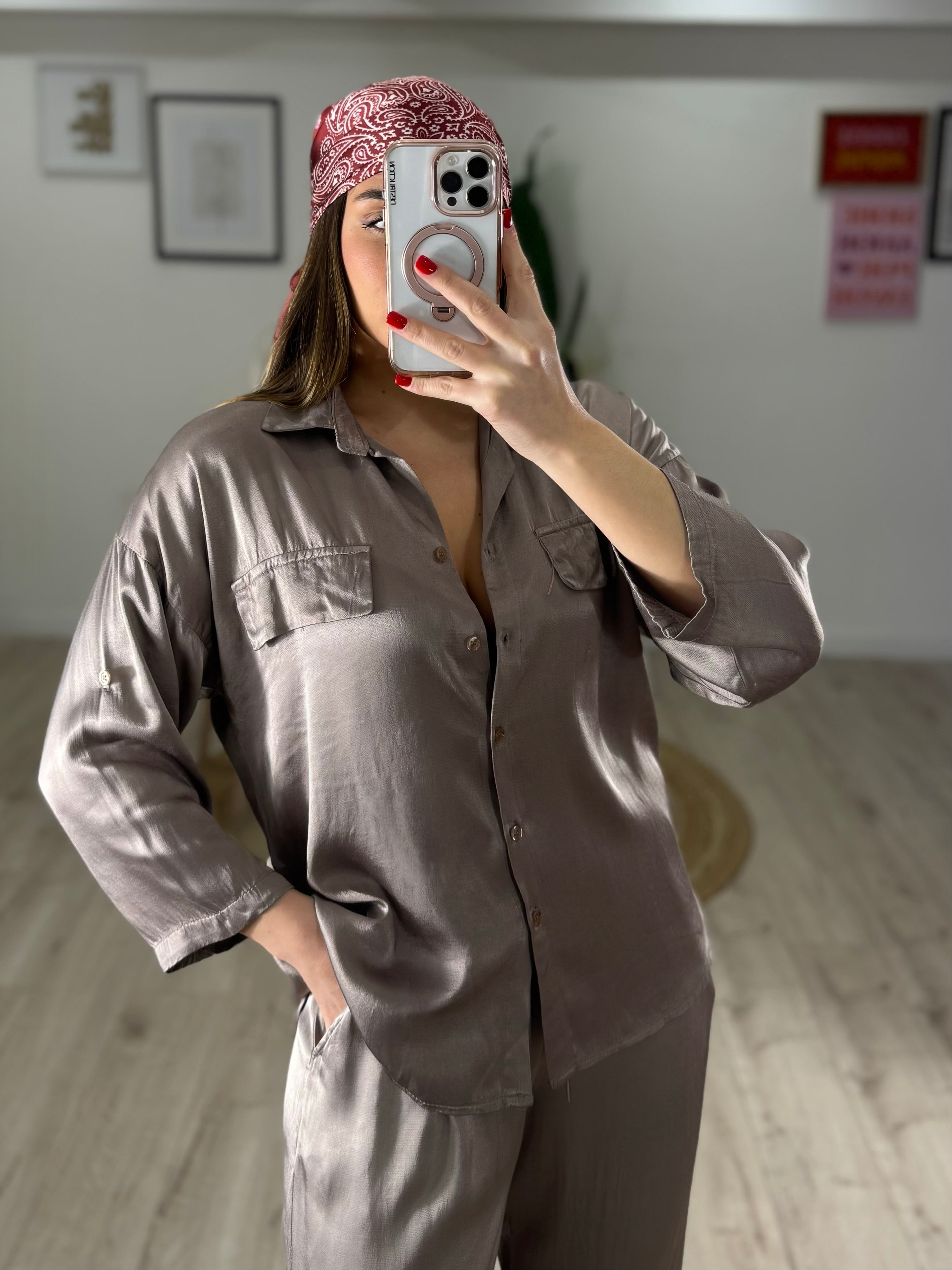 Camicia della vita Grigio Tortora