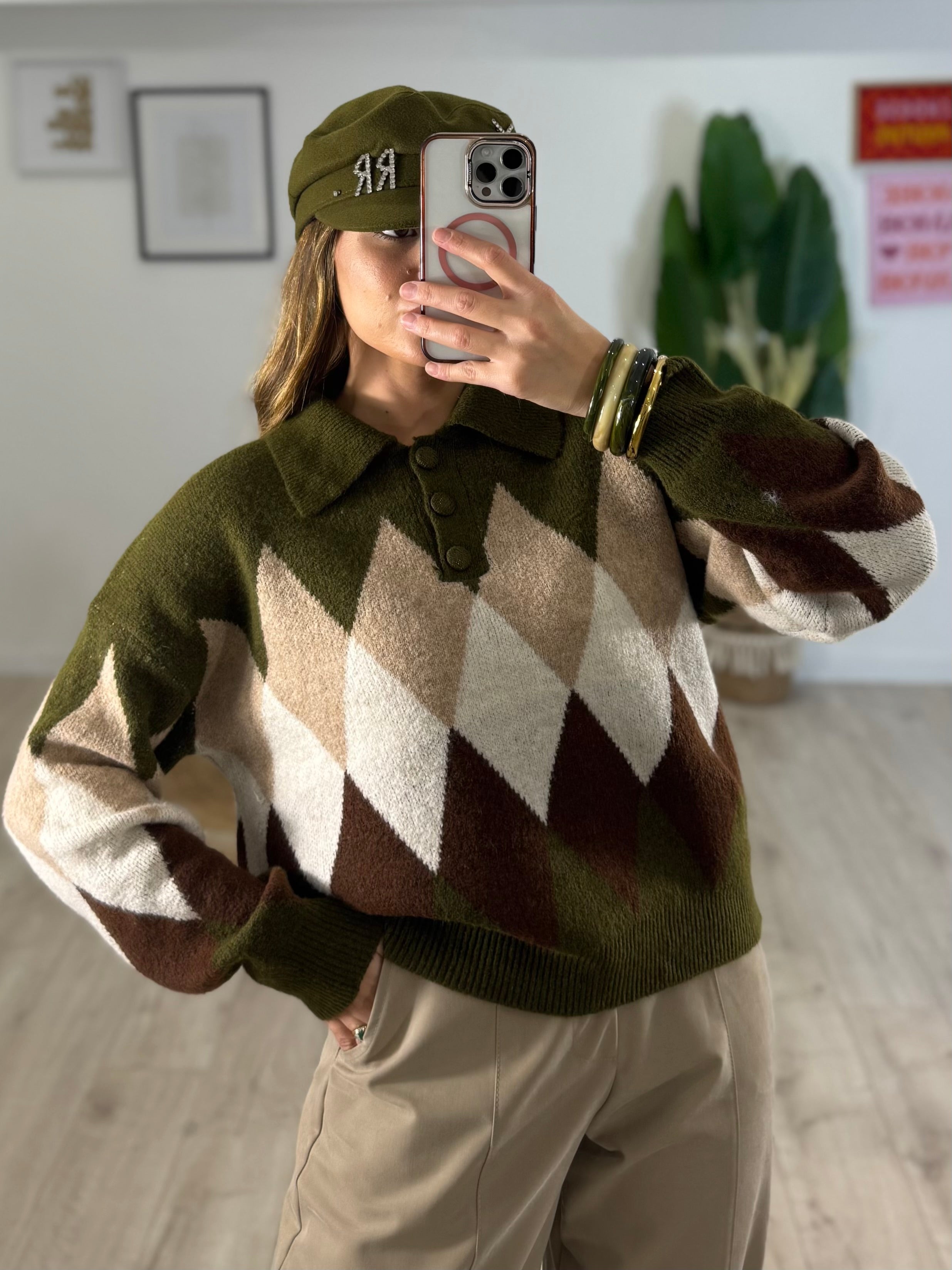 Maglione Rombo Verde