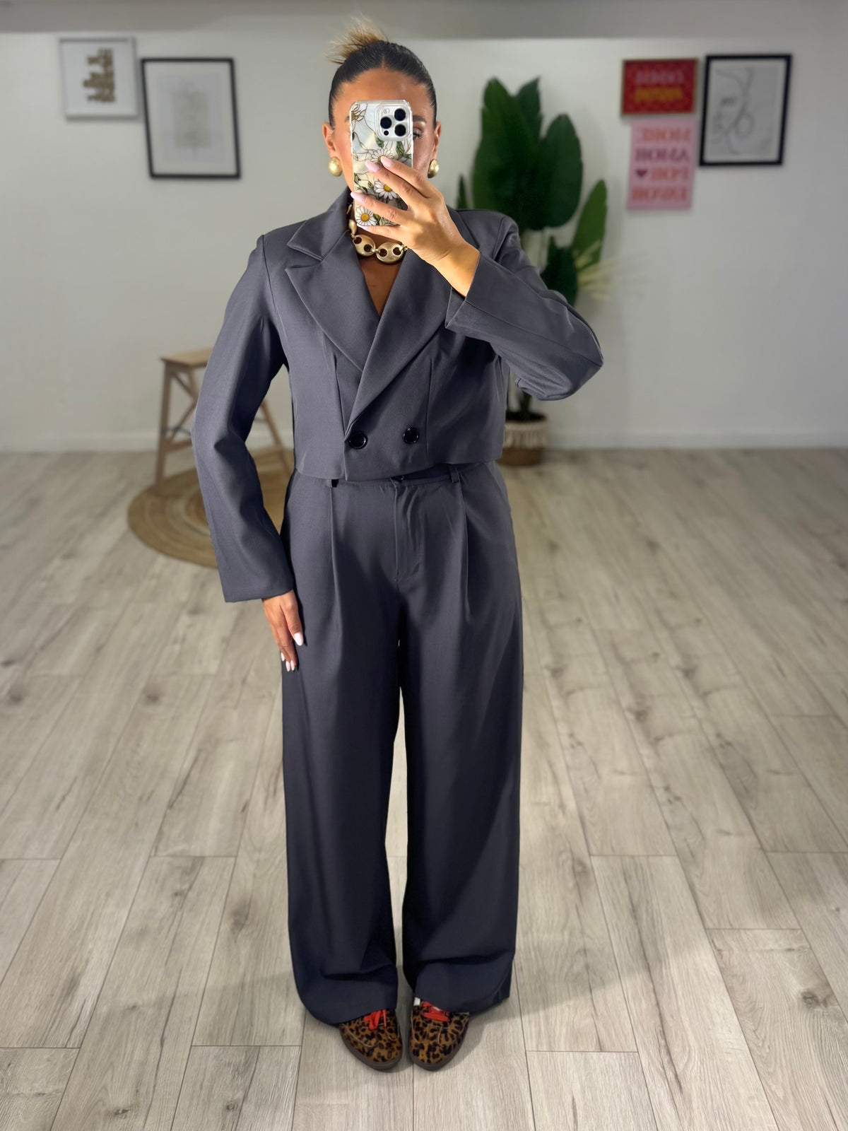 Tailleur Crop Grigio