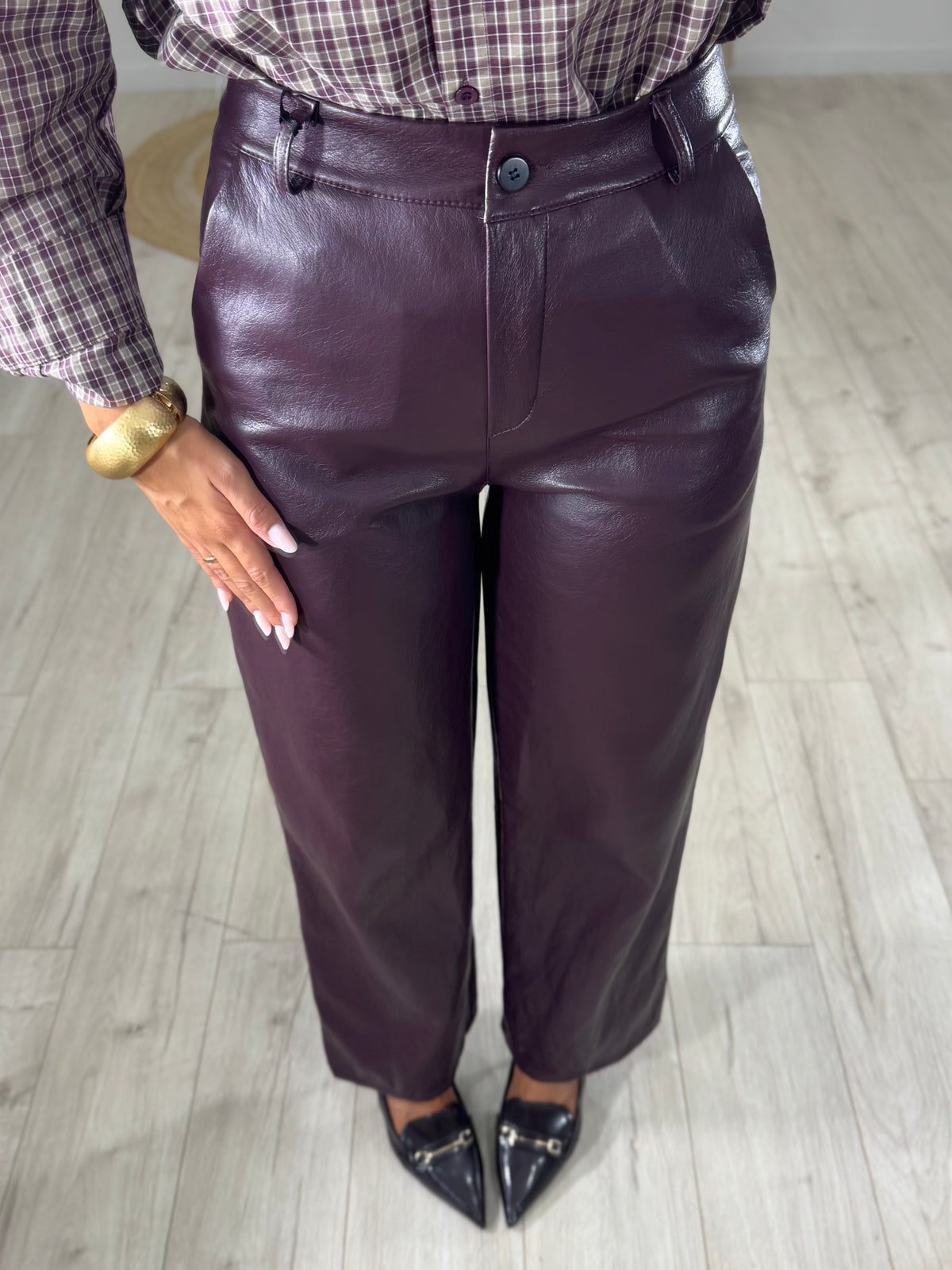 Pantalone Ecopelle Prugna