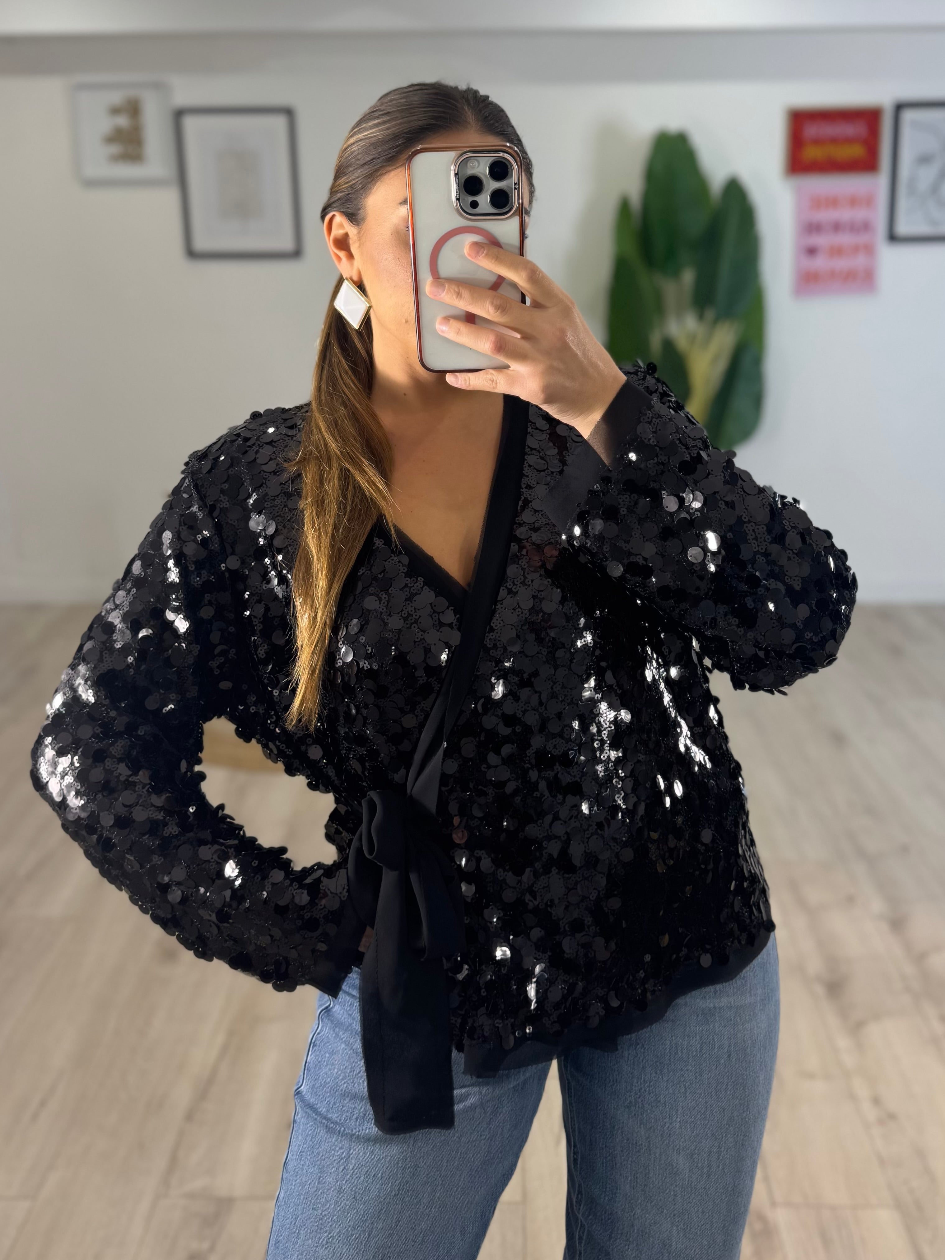 Cardigan Paillettes Nero