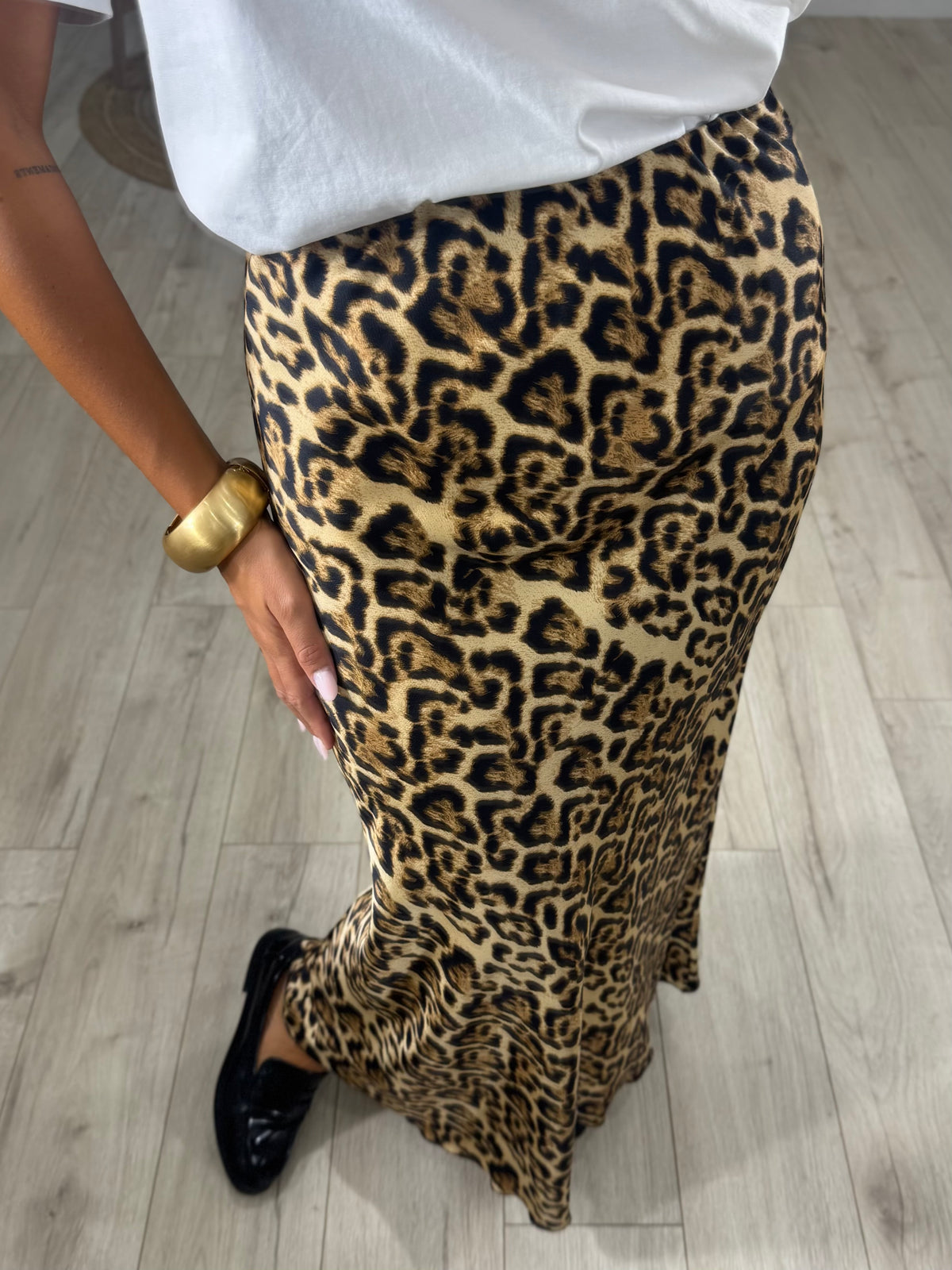 Gonna Longuette Animalier in raso