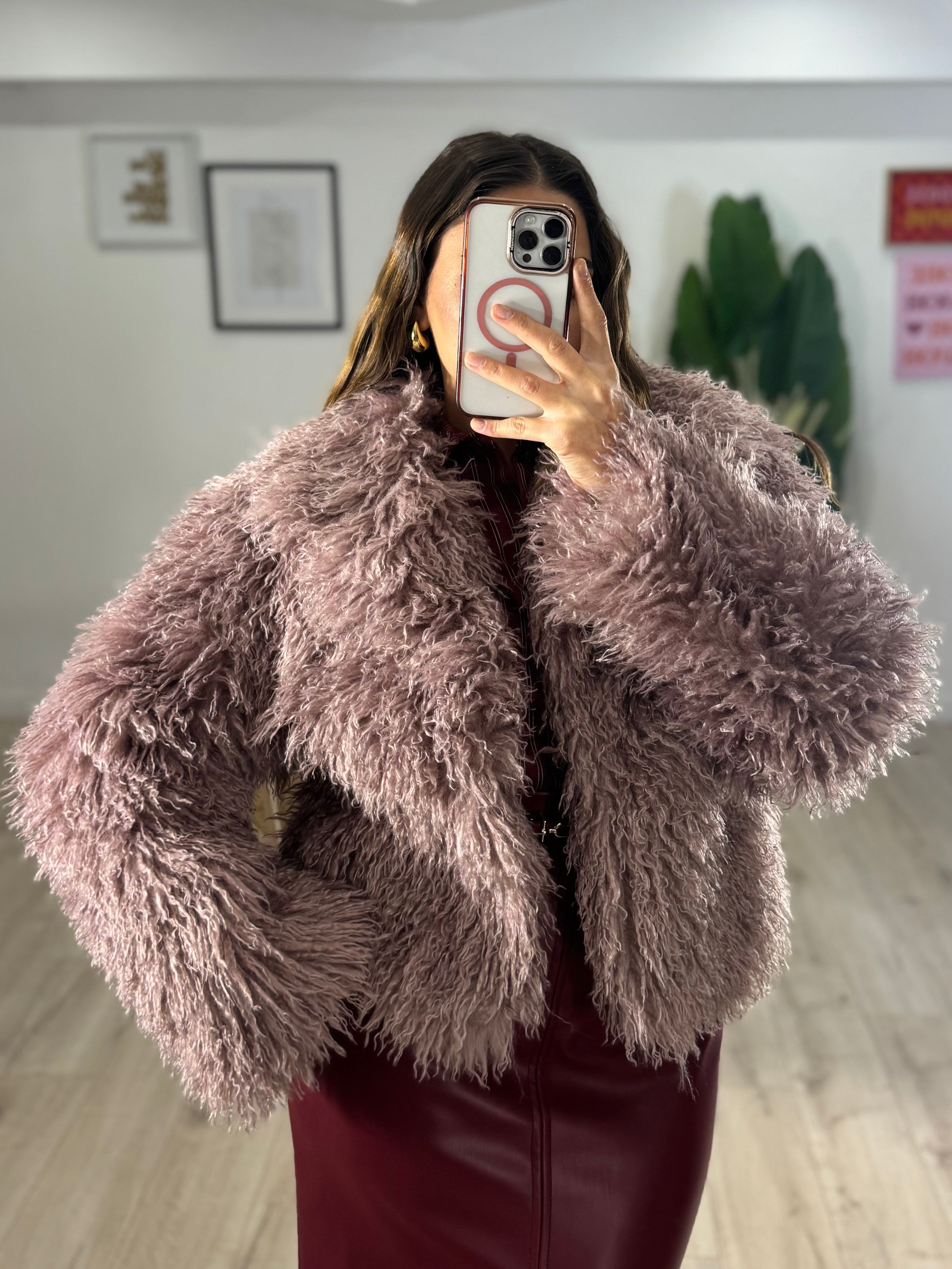 Ecopelliccia Shaggy Rosa Cipria