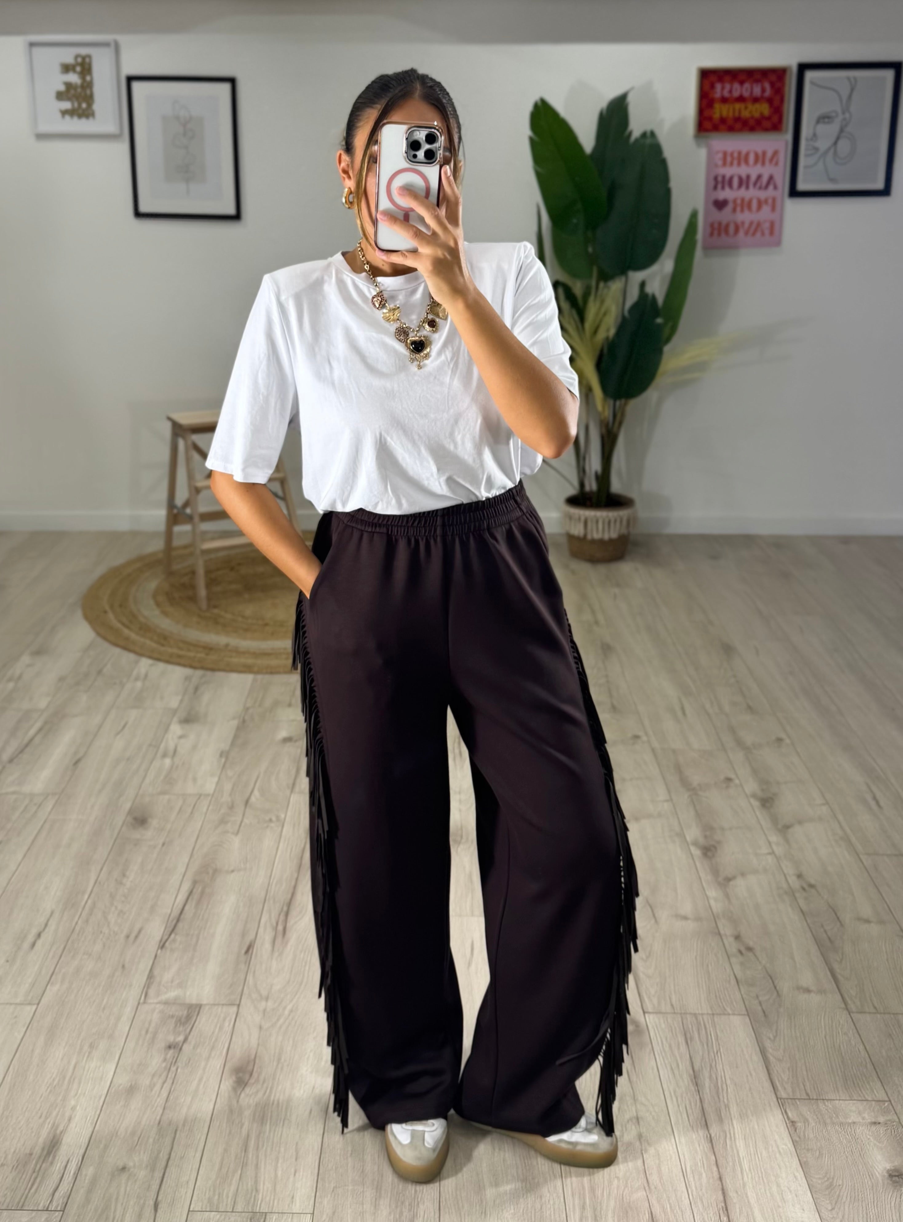 Pantalone frange By Lumina marrone