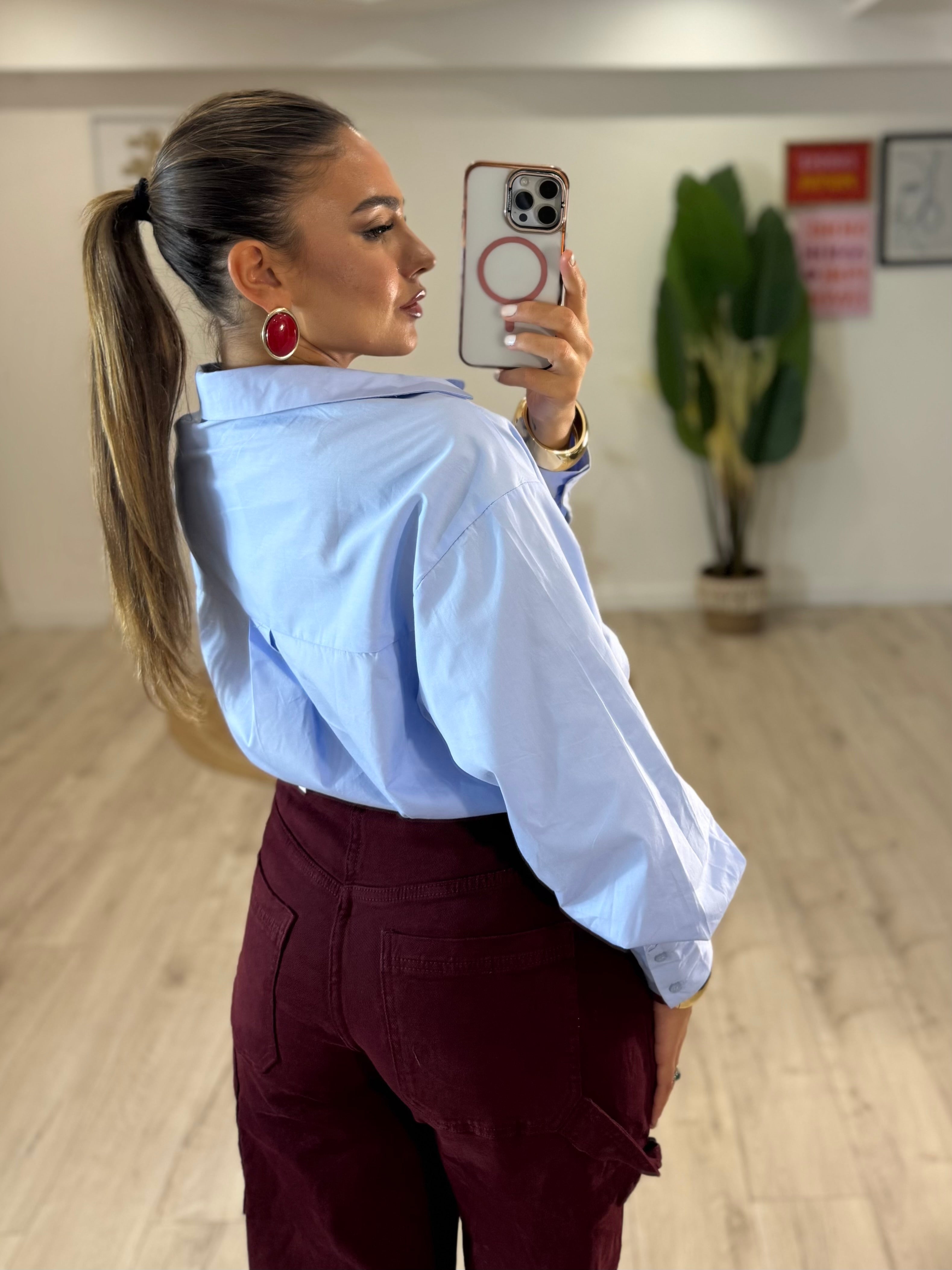 Camicia Oversize Office Celeste